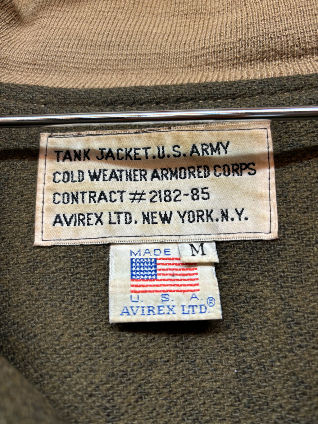 Vintage Avirex USA Army Tank Bomber Cold Weather Flight Tan Military Jacket: Medium