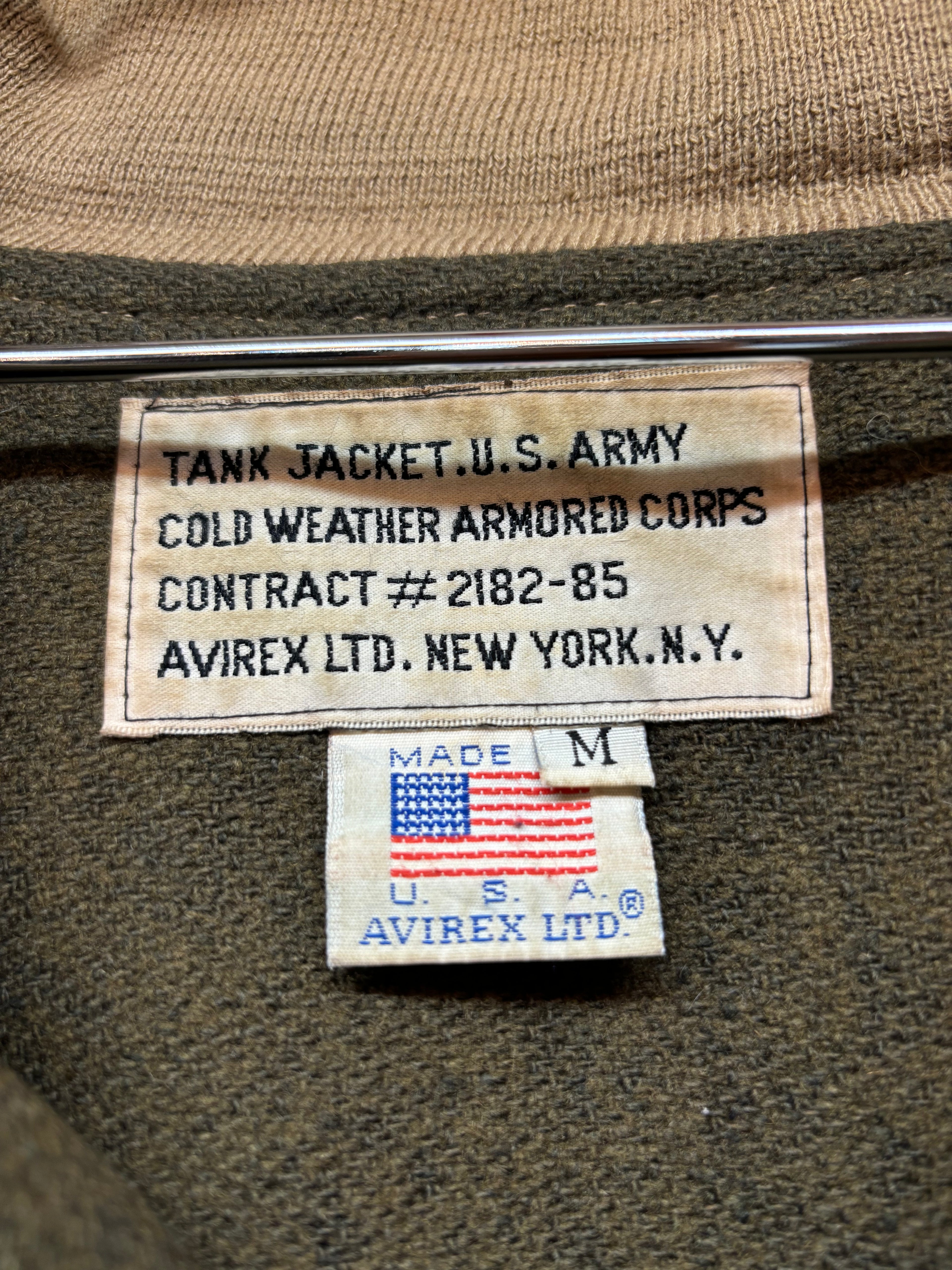 Vintage Avirex USA Army Tank Bomber Cold Weather Flight Tan Military Jacket: Medium