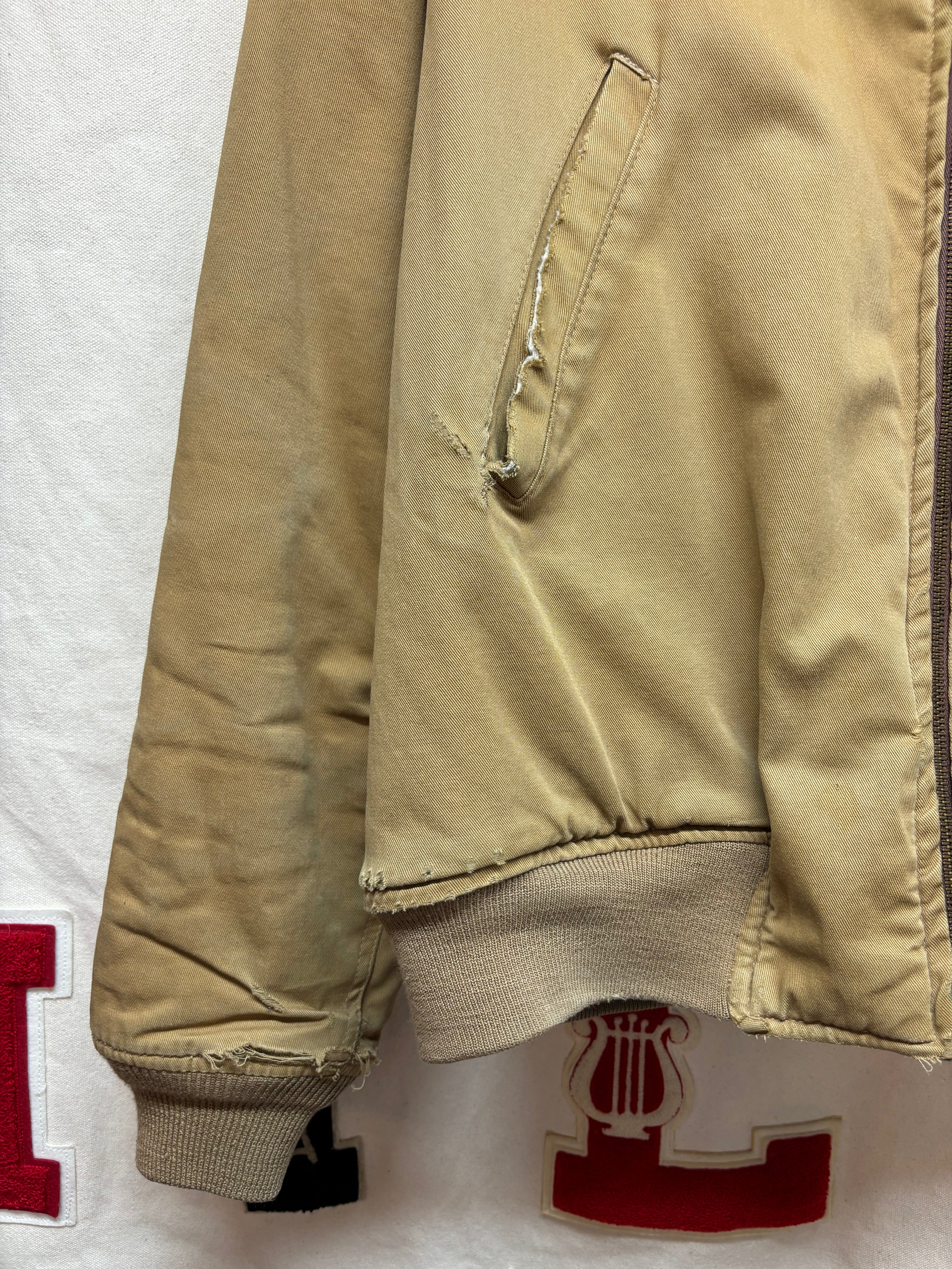 Vintage Avirex USA Army Tank Bomber Cold Weather Flight Tan Military Jacket: Medium