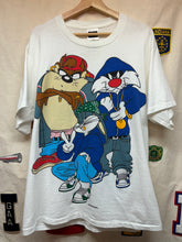 Load image into Gallery viewer, Vintage Looney Tunes Gangster Hip Hop Bugs Bunny Taz Sylvester the Cat Kris Kross: Large
