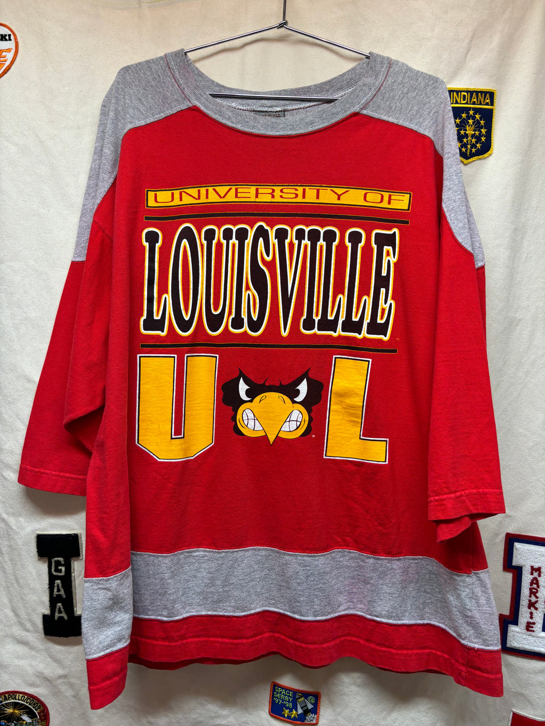 Vintage University of Louisville Cardinals U of L Cotton Hockey Football Jostens Jersey Shirt: XL