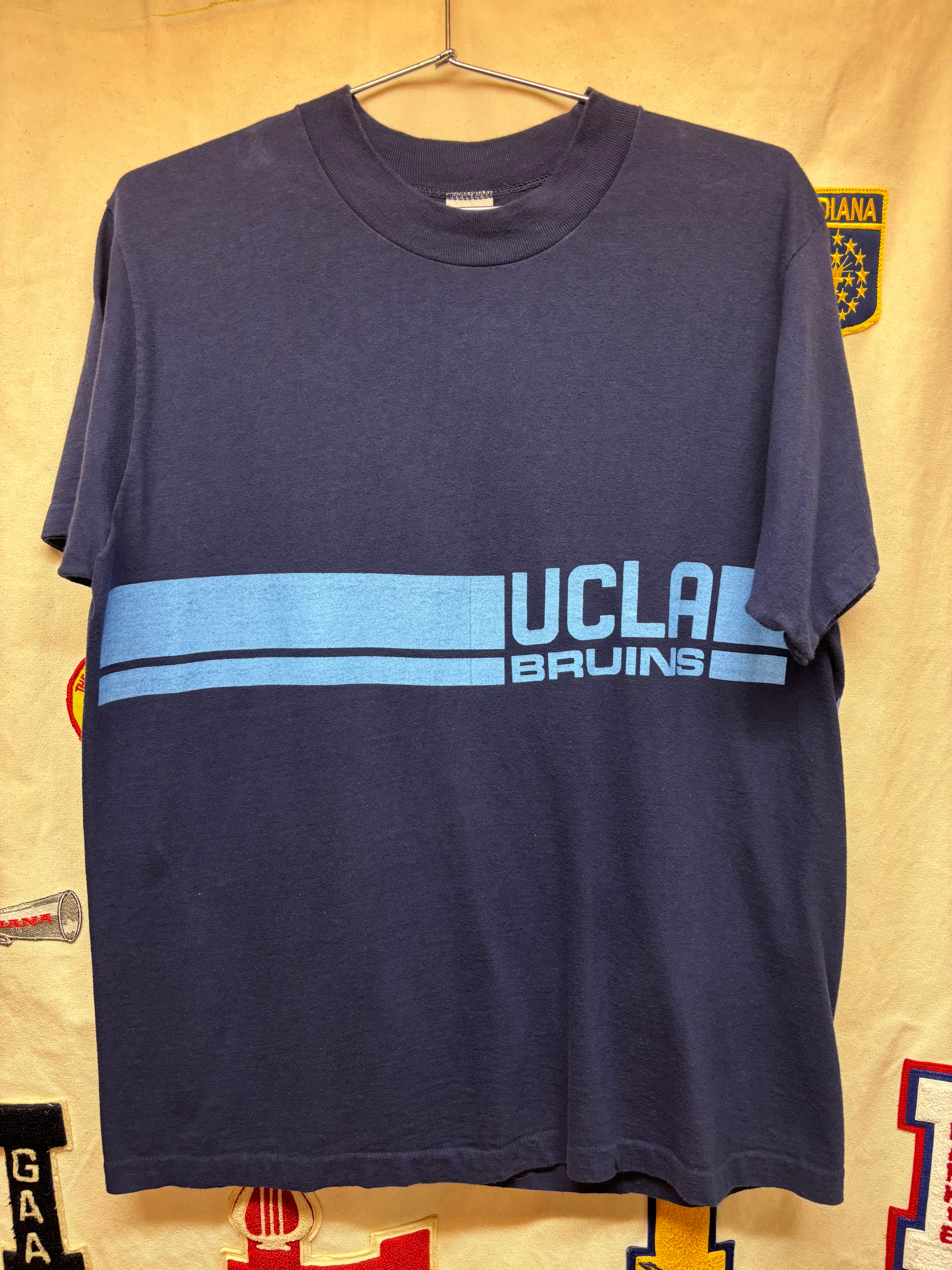 Vintage UCLA Bruins 70's Shoreline Sportswear Stripe California Navy T-Shirt: Large