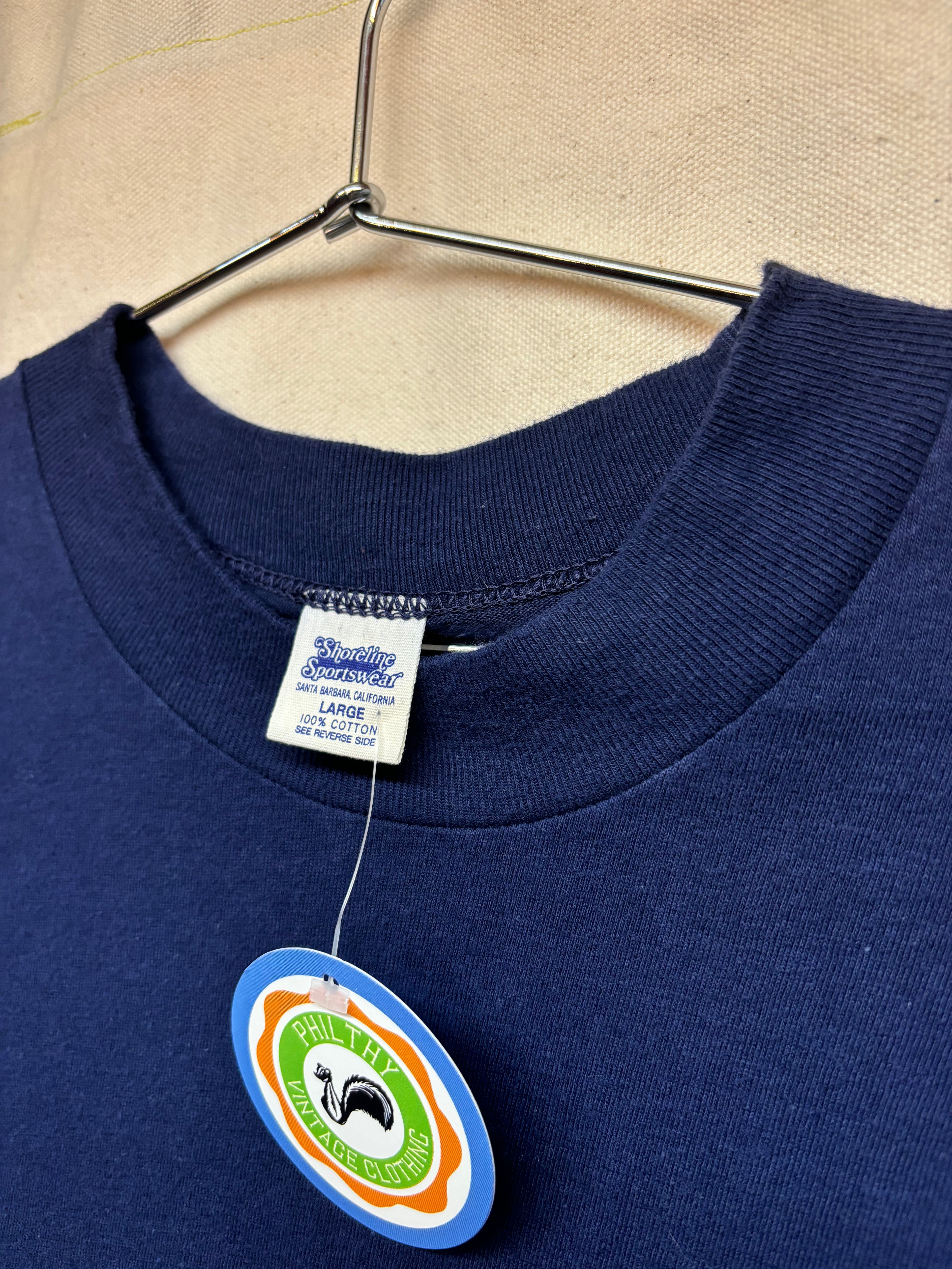 Vintage UCLA Bruins 70's Shoreline Sportswear Stripe California Navy T-Shirt: Large