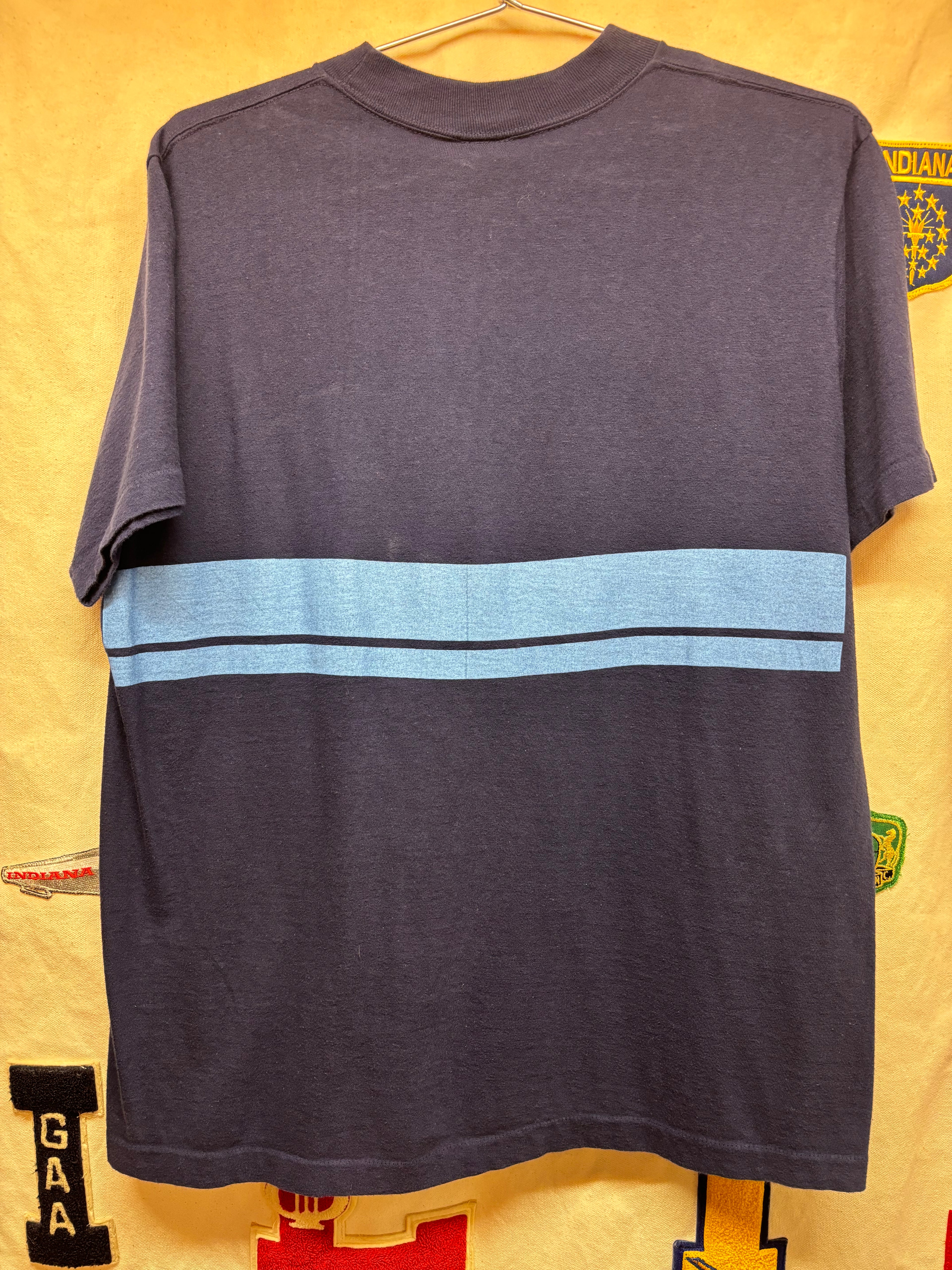 Vintage UCLA Bruins 70's Shoreline Sportswear Stripe California Navy T-Shirt: Large