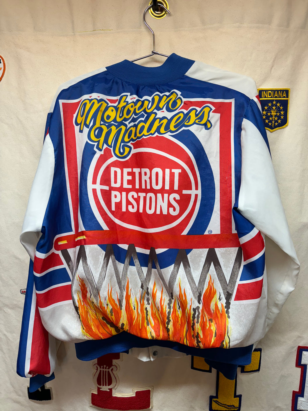 Vintage Detroit Pistons NBA 90s Chalkline Fanimation Motown Madness Fire Snap Jacket: Large