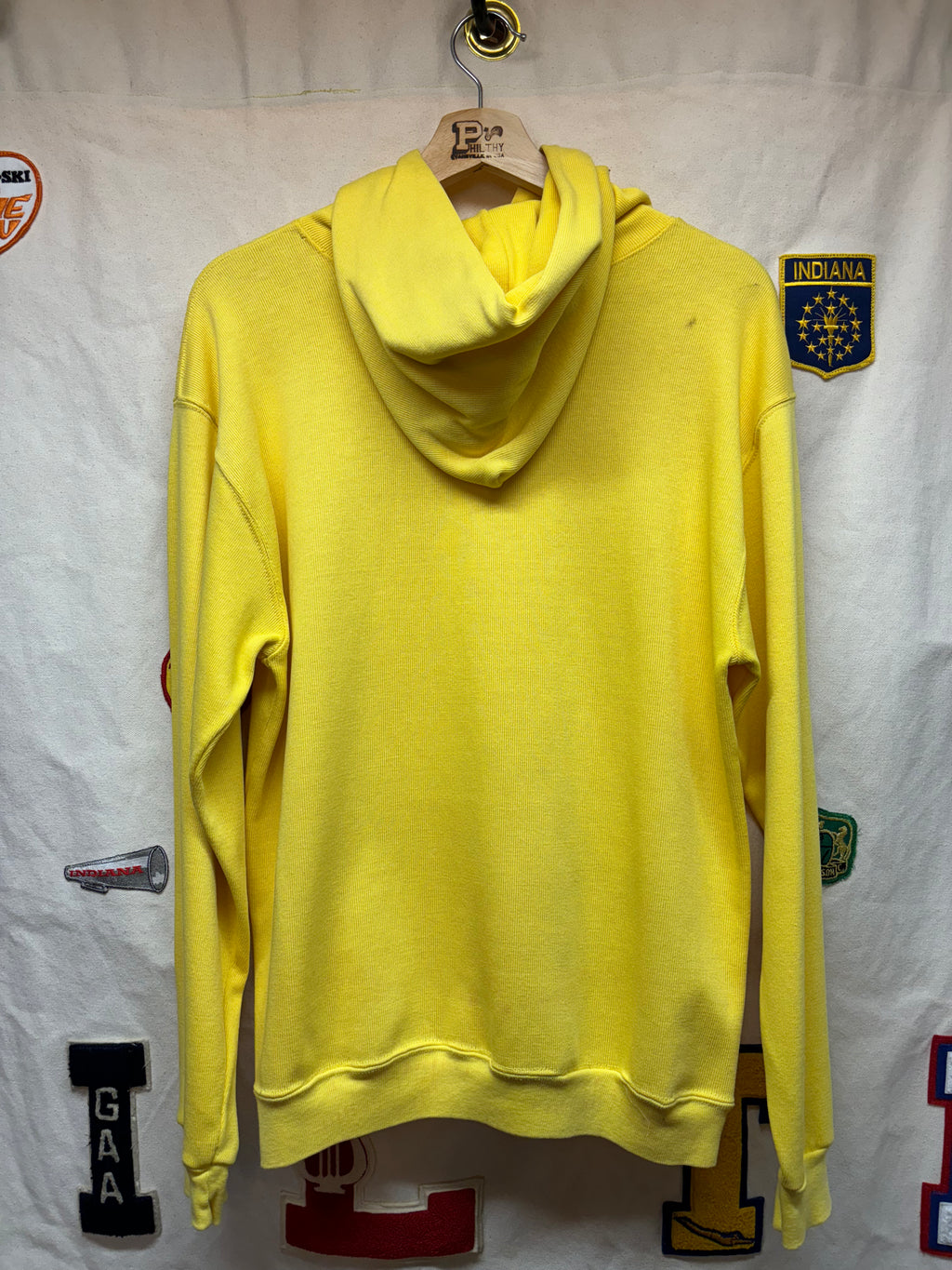 Vintage Russell Athletic USA Yellow Blank 80s Sweatshirt Hoodie: Large