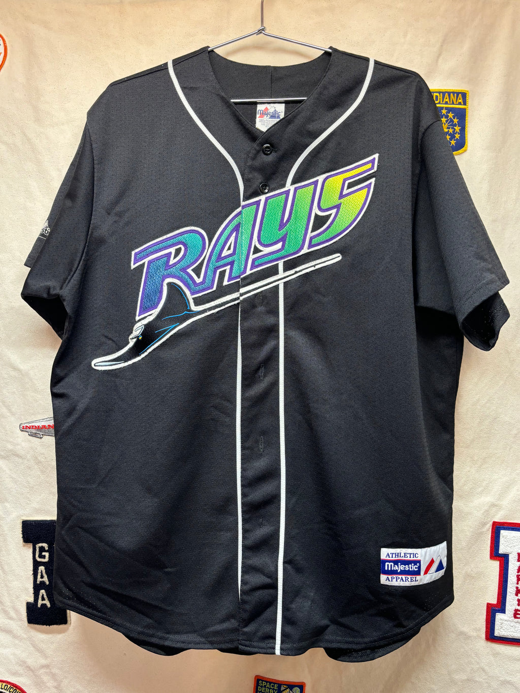 Vintage Tampa Bay Devil Rays Vinny Castilla 20 Majestic Black MLB Baseball Jersey: XL