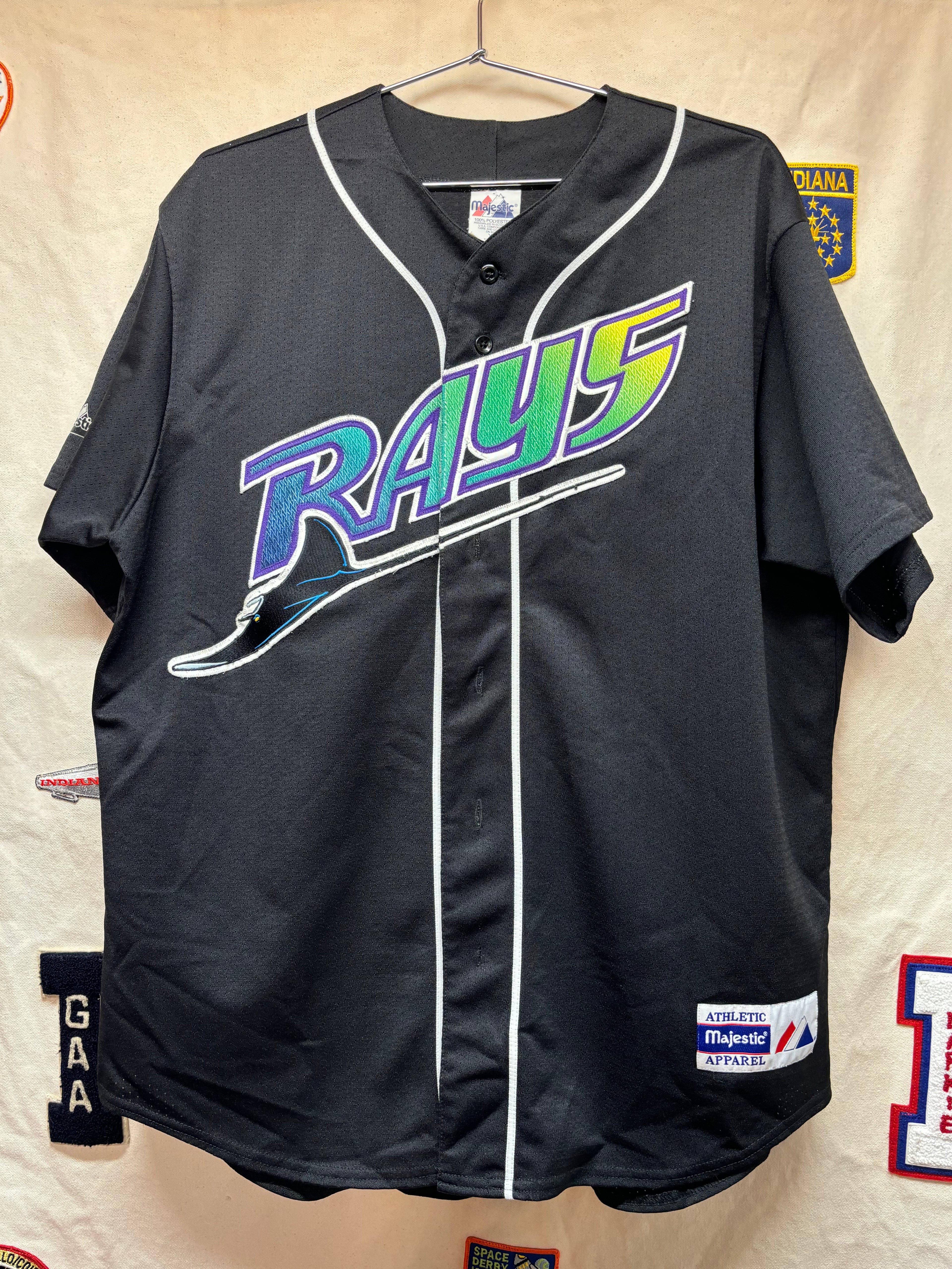 Vintage Tampa Bay Devil Rays Vinny Castilla 20 Majestic Black MLB Baseball Jersey: XL