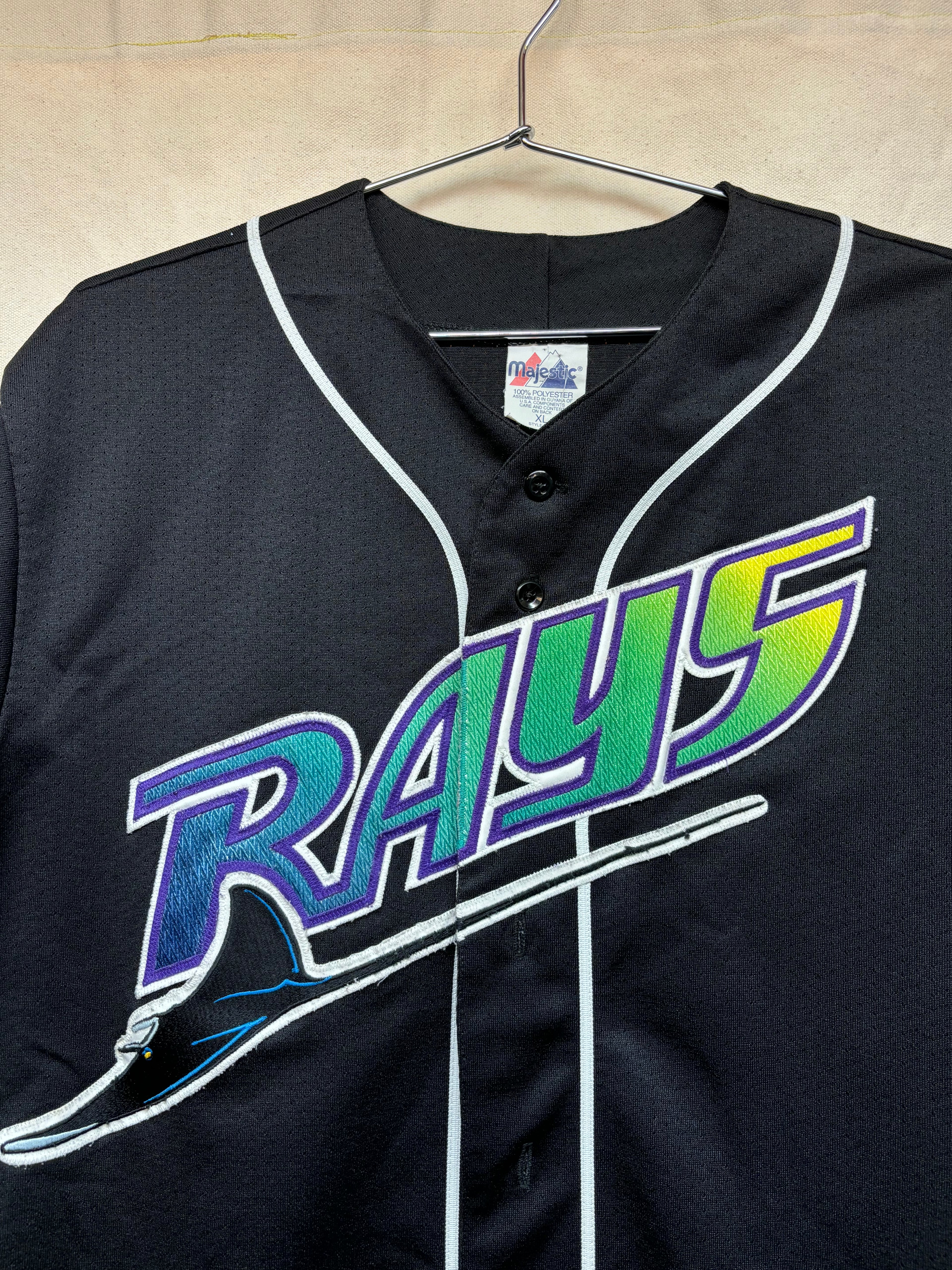 Vintage Tampa Bay Devil Rays Vinny Castilla 20 Majestic Black MLB Baseball Jersey: XL