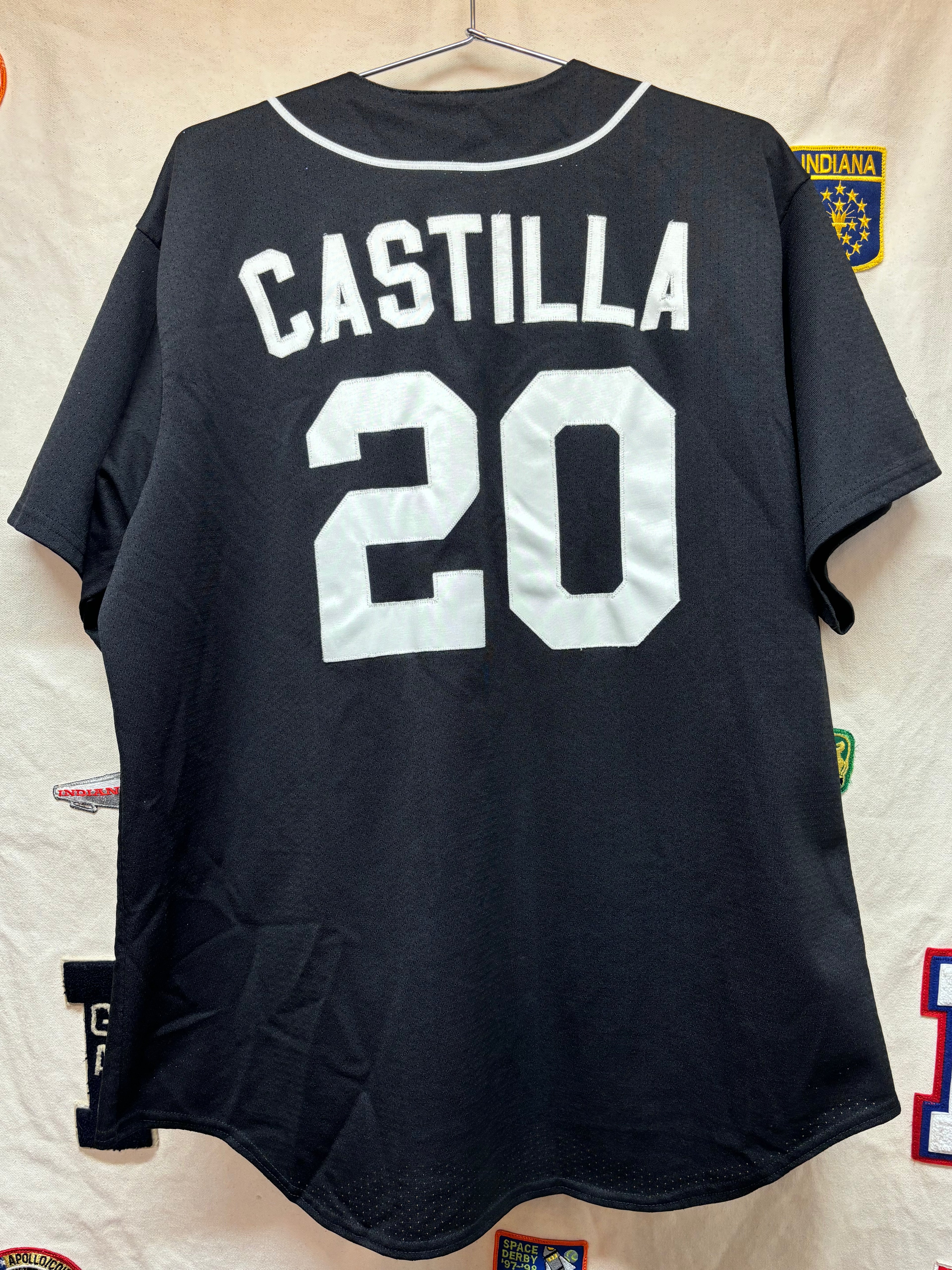 Vintage Tampa Bay Devil Rays Vinny Castilla 20 Majestic Black MLB Baseball Jersey: XL