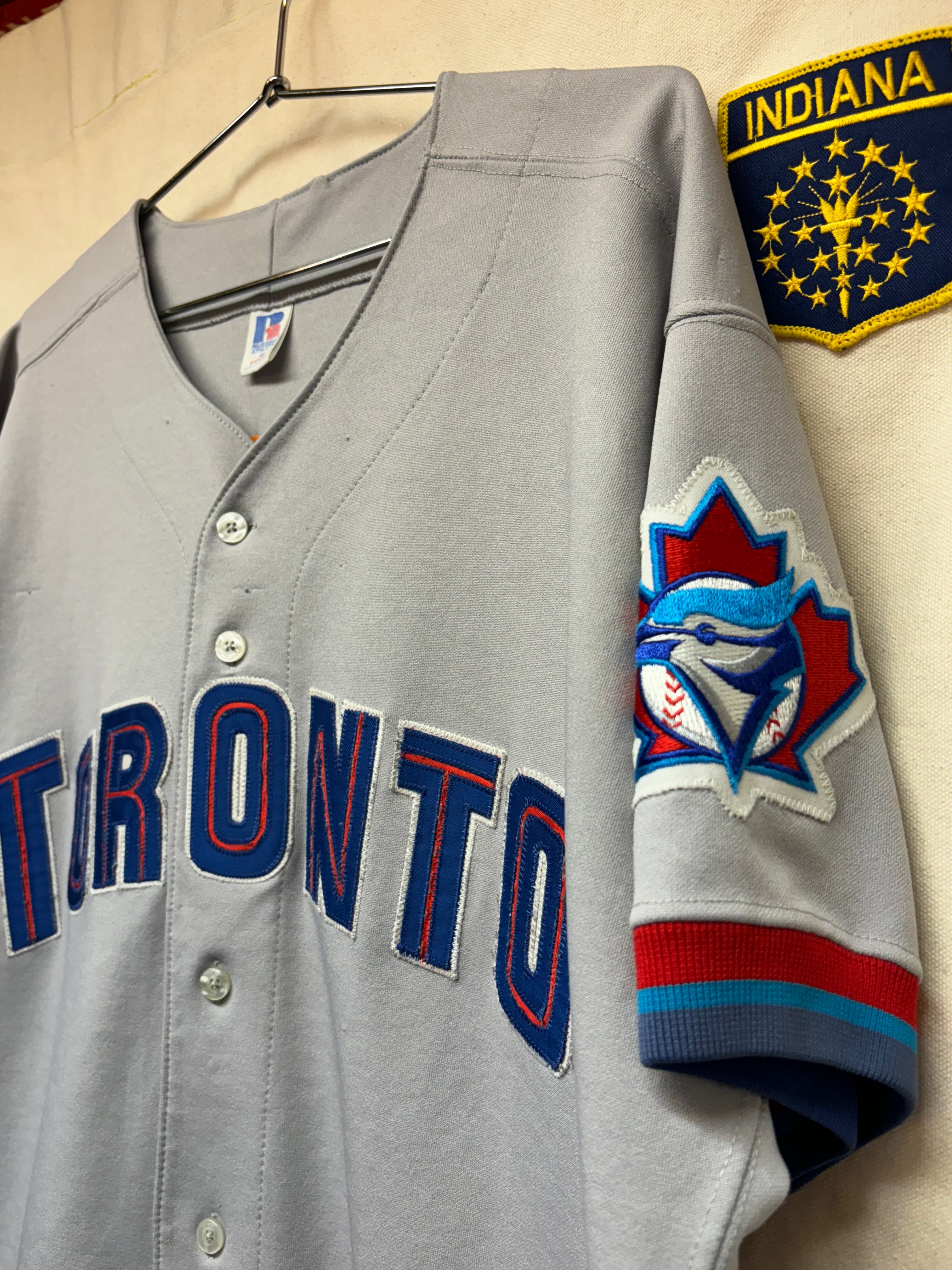 Vintage Toronto Blue Jays 90s Russell Diamond Collection Grey Baseball Jersey: XL