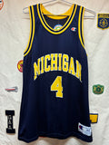 Vintage University of Michigan Wolverines Chris Webber Fab Five Champion Basketball Jersey: Large