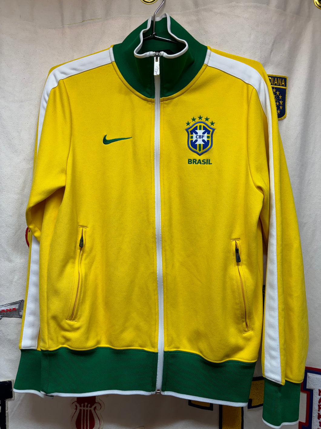 Vintage Nike Brasil FC Soccer Zip-Up Yellow Track Jacket: Small