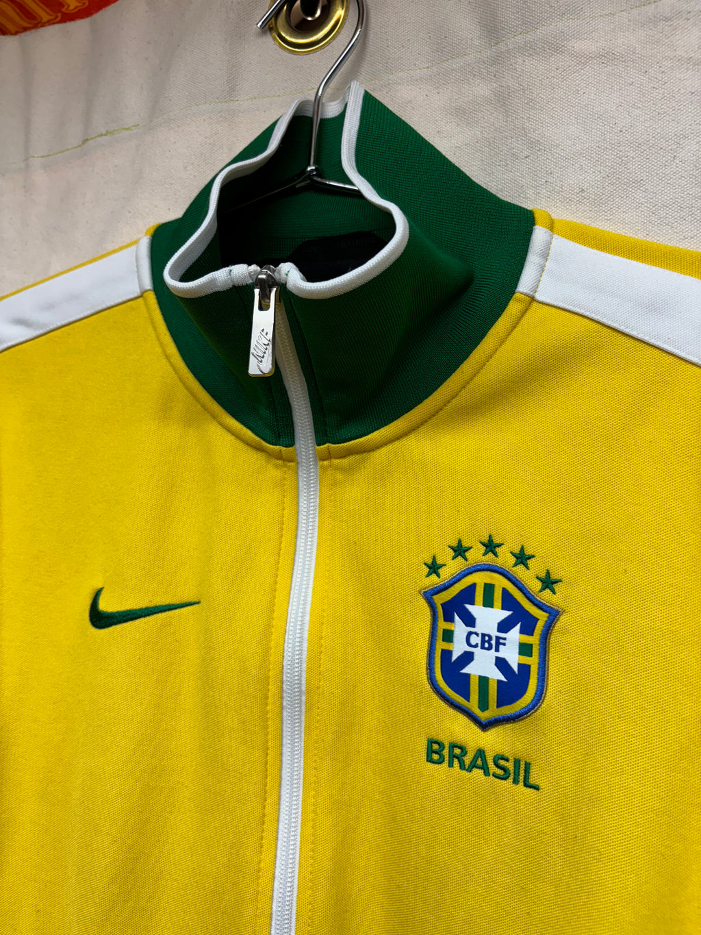 Vintage Nike Brasil FC Soccer Zip-Up Yellow Track Jacket: Small