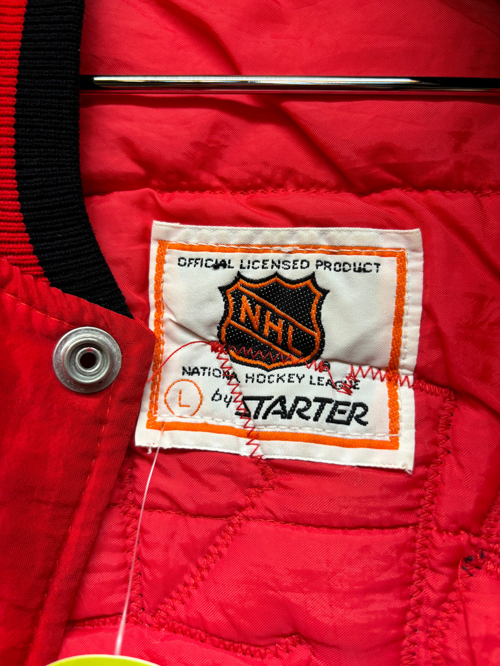 Vintage Starter Chicago Blackhawks NHL Red Nylon Snap Jacket: Large