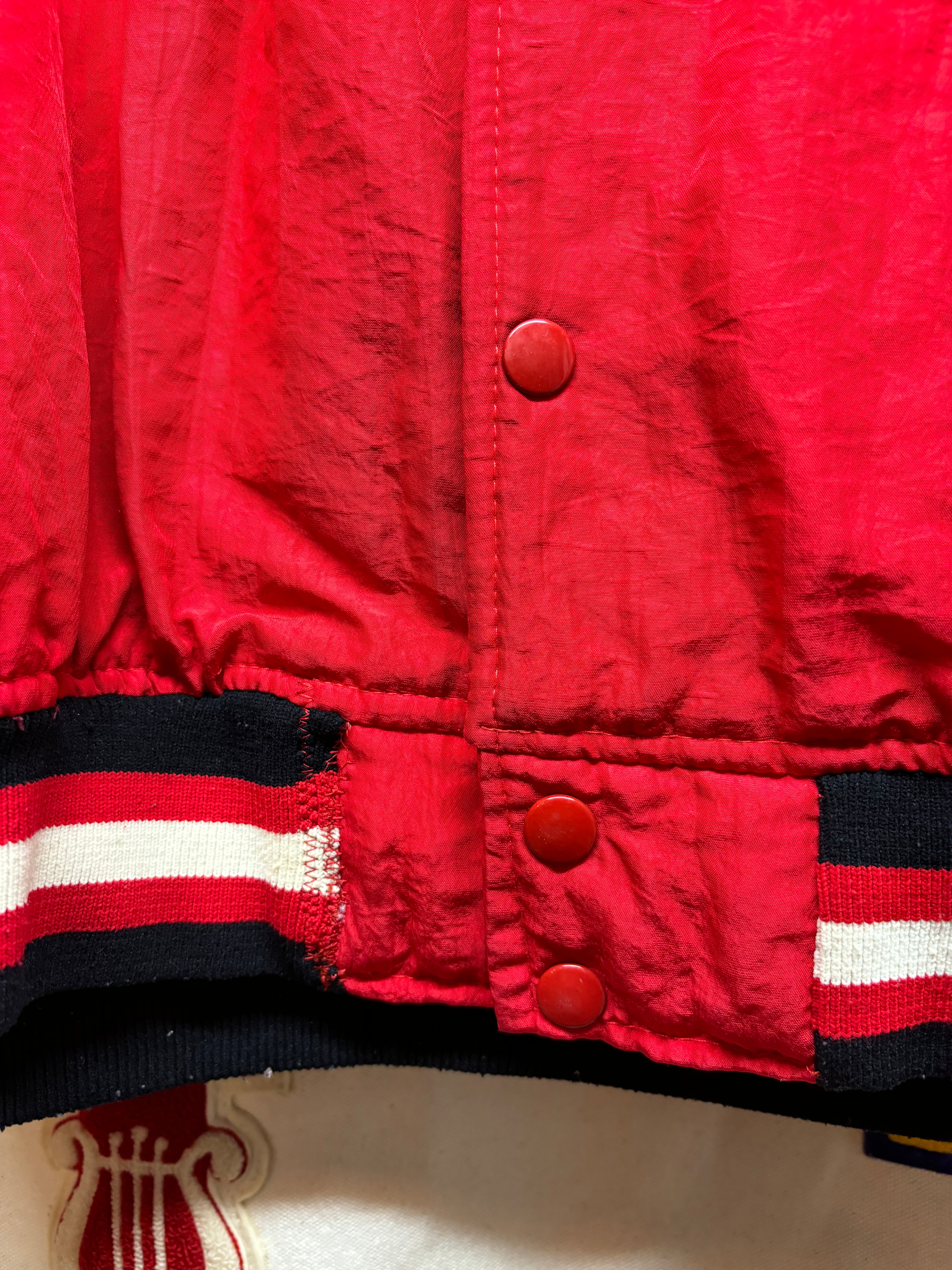 Vintage Starter Chicago Blackhawks NHL Red Nylon Snap Jacket: Large