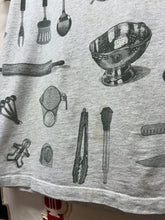 Load image into Gallery viewer, Vintage Rel-e-vant All Over Print Kitchen Utensils Grey T-Shirt: Large
