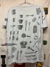 Load image into Gallery viewer, Vintage Rel-e-vant All Over Print Kitchen Utensils Grey T-Shirt: Large
