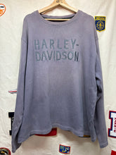 Load image into Gallery viewer, Vintage Harley Davidson Motorcycle Grey Chainstitched Knit Sweater: Large
