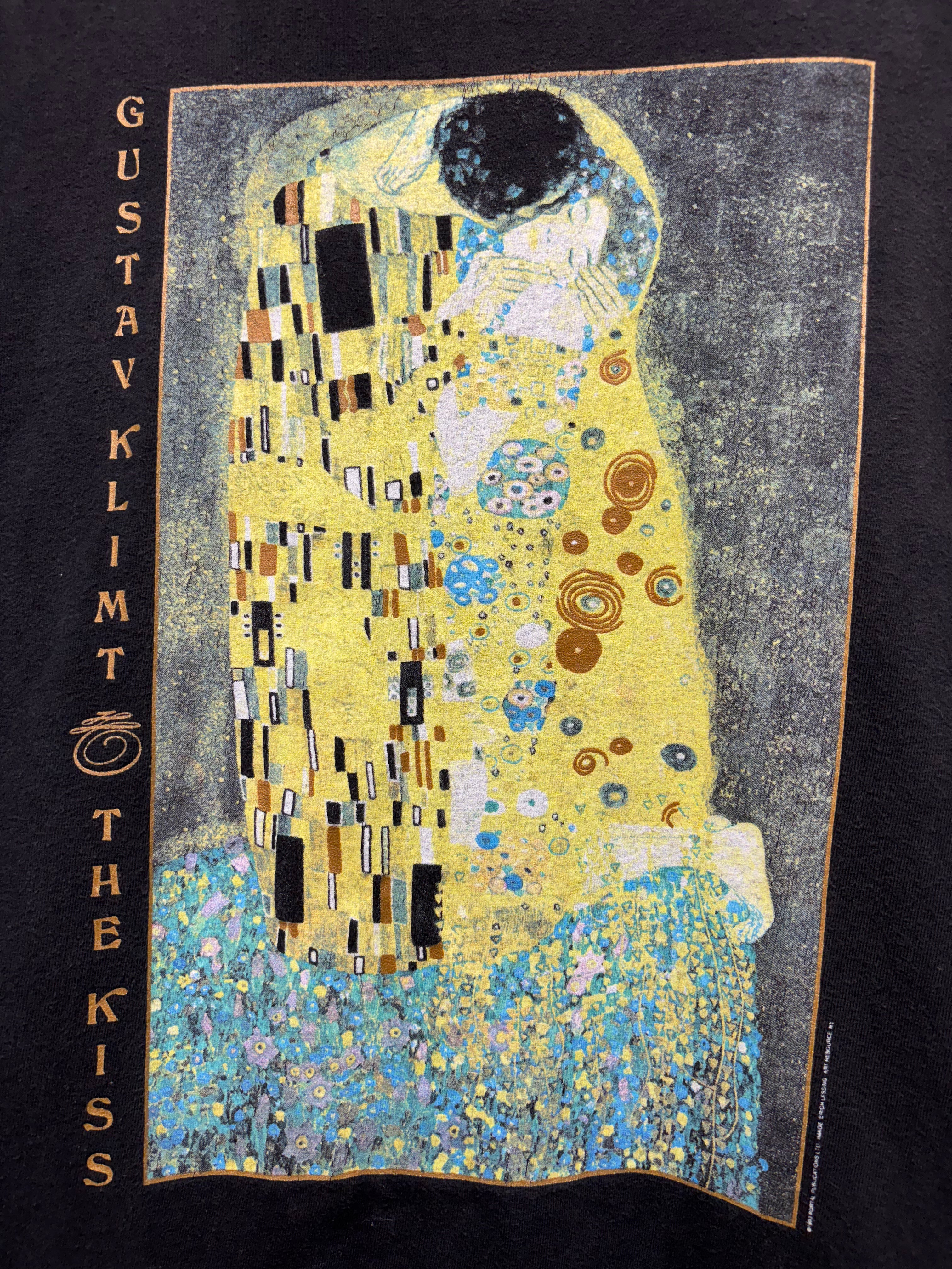 Vintage Gustav Klimt the Kiss Art 1993 Black T-Shirt: Large