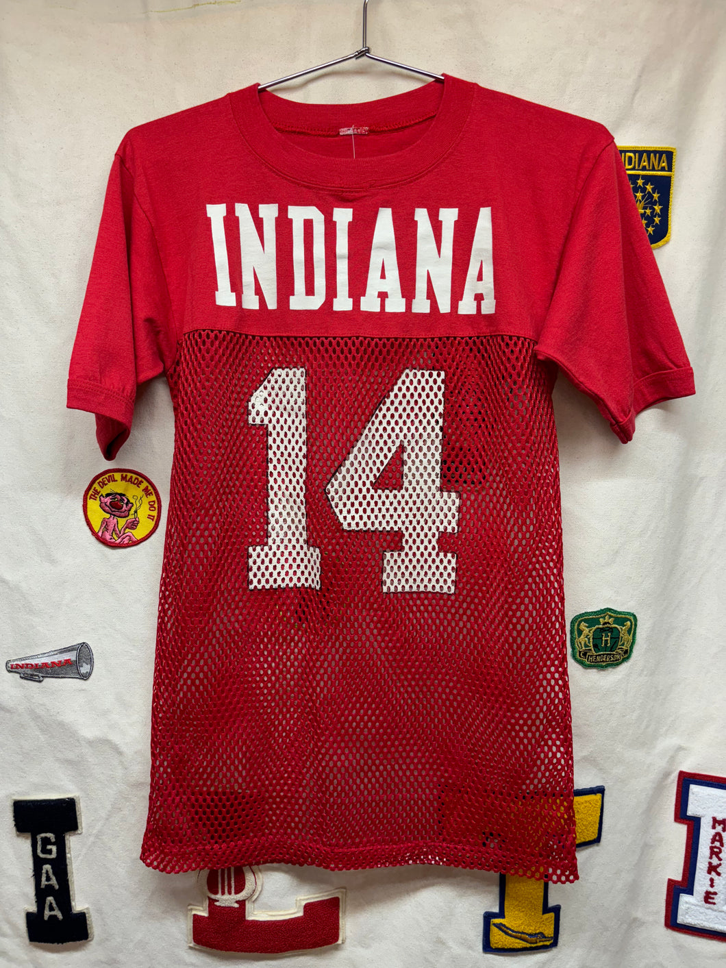 Vintage Indiana University IU Hoosiers Mesh Jersey T-Shirt:  Medium