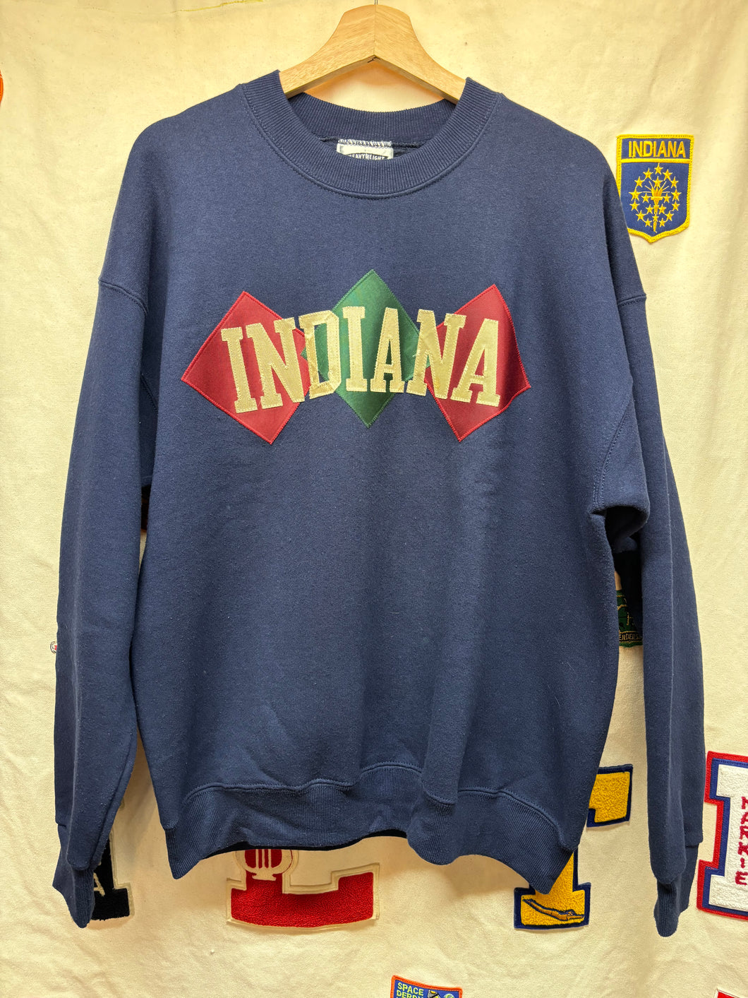 Vintage Indiana University Argyle Navy Lee Crewneck Sweatshirt: Large