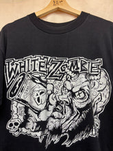 Load image into Gallery viewer, Vintage White Zombie Devil Let&#39;s Just Kill EveryDie Fucker  Cropped Black T-Shirt: Large
