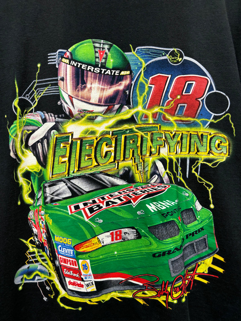 Vintage NASCAR Bobby Labonte Electrifying 18 Chase Black T-Shirt: Medium