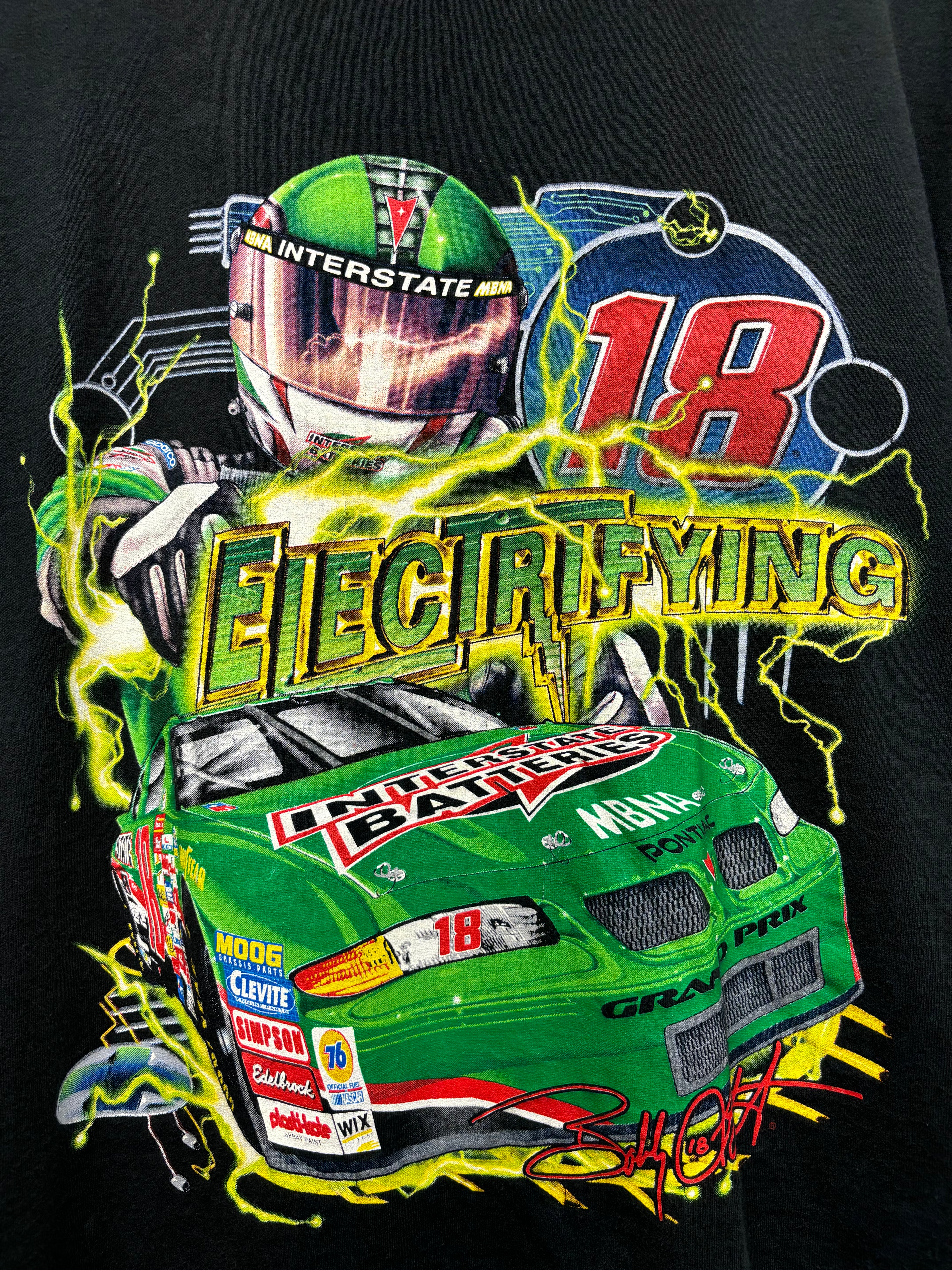 Vintage NASCAR Bobby Labonte Electrifying 18 Chase Black T-Shirt: Medium