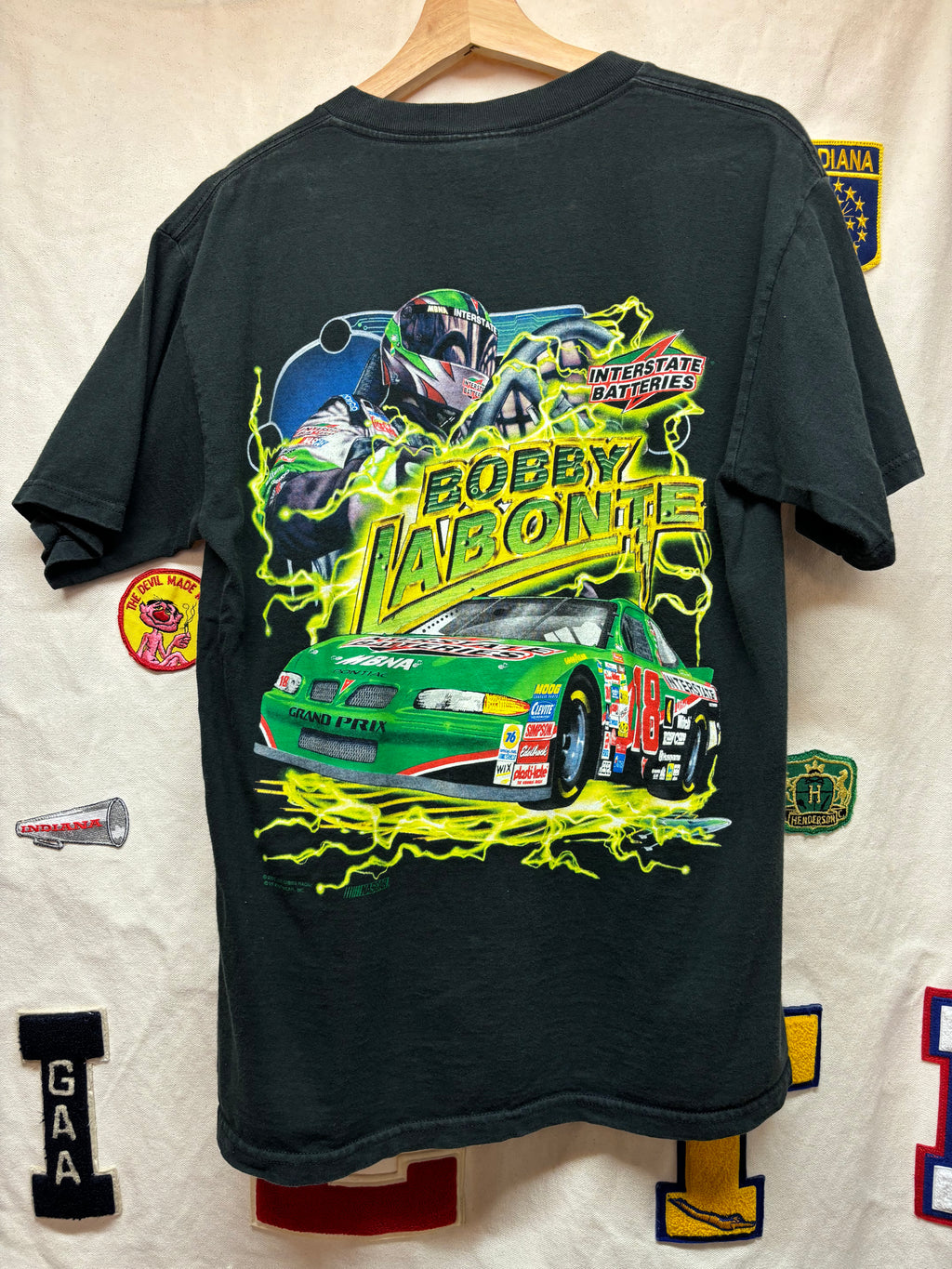Vintage NASCAR Bobby Labonte Electrifying 18 Chase Black T-Shirt: Medium