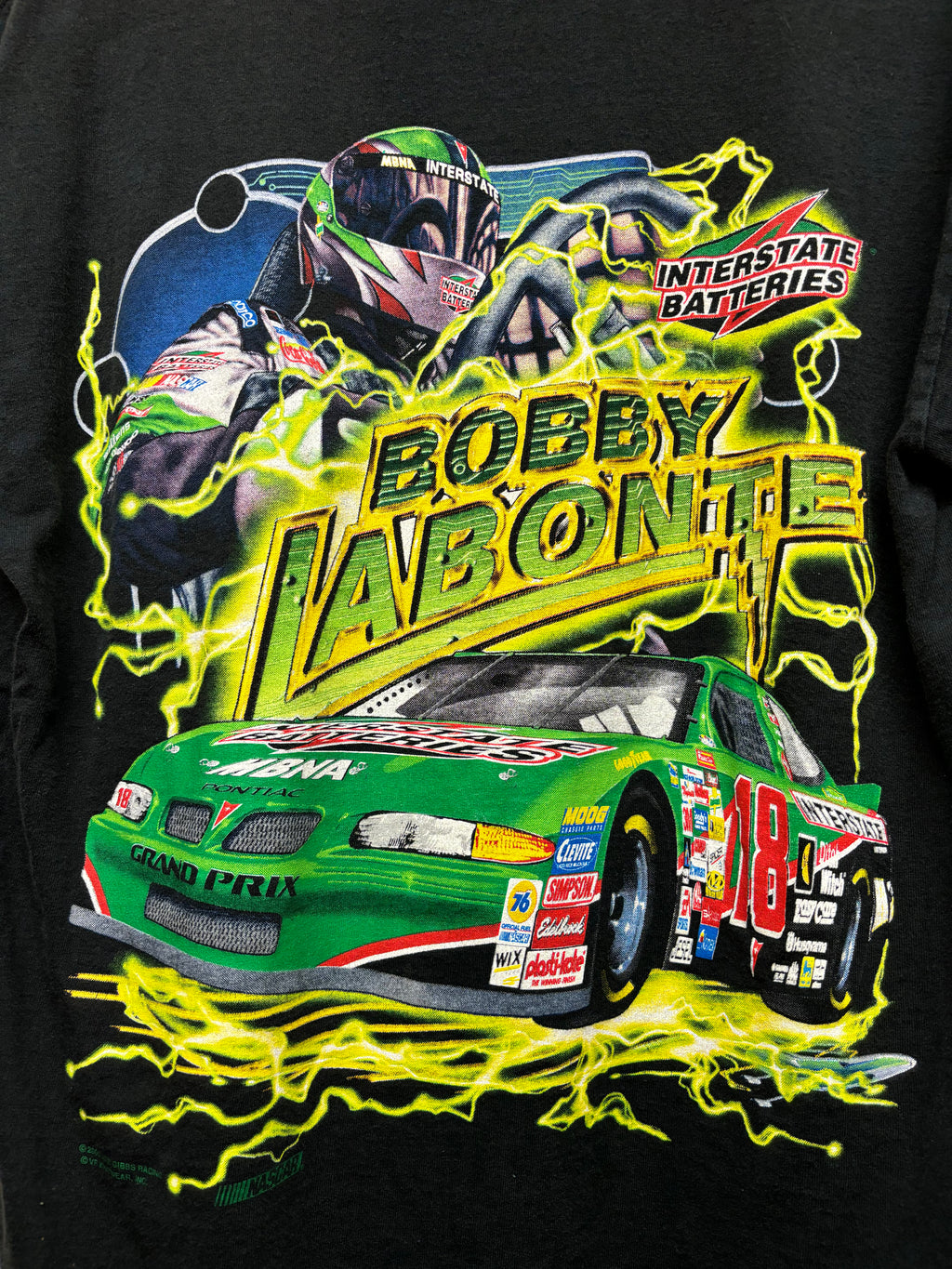 Vintage NASCAR Bobby Labonte Electrifying 18 Chase Black T-Shirt: Medium