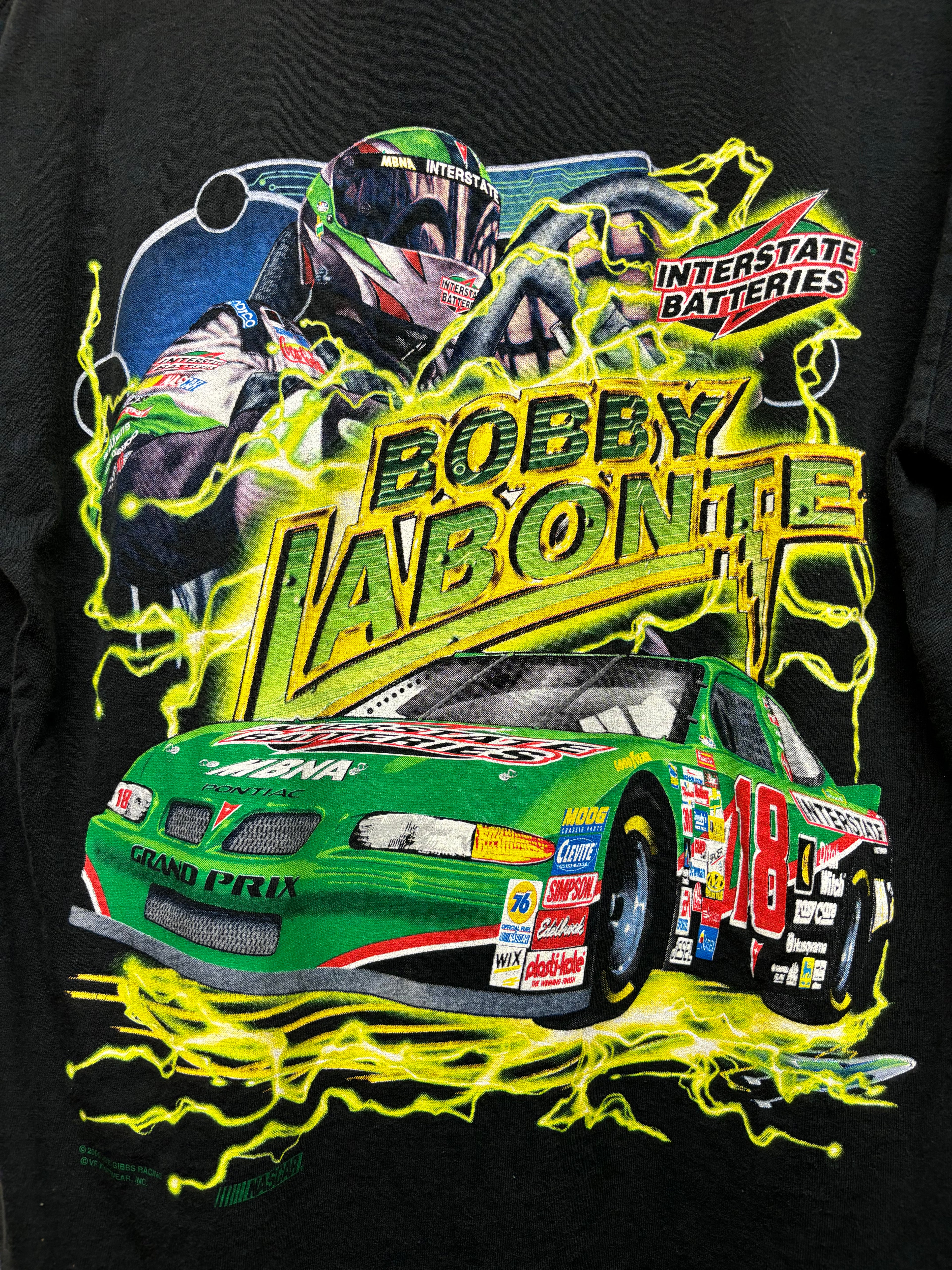 Vintage NASCAR Bobby Labonte Electrifying 18 Chase Black T-Shirt: Medium