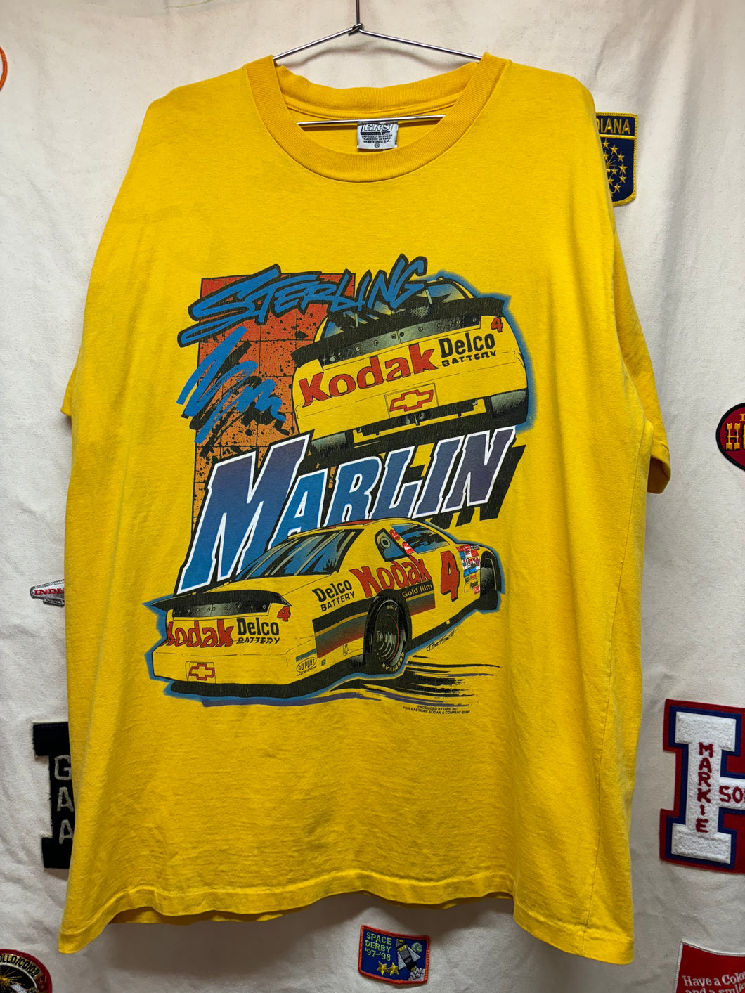 Vintage NASCAR Sterling Marlin Kodak Race Car Yellow T-Shirt: XXL