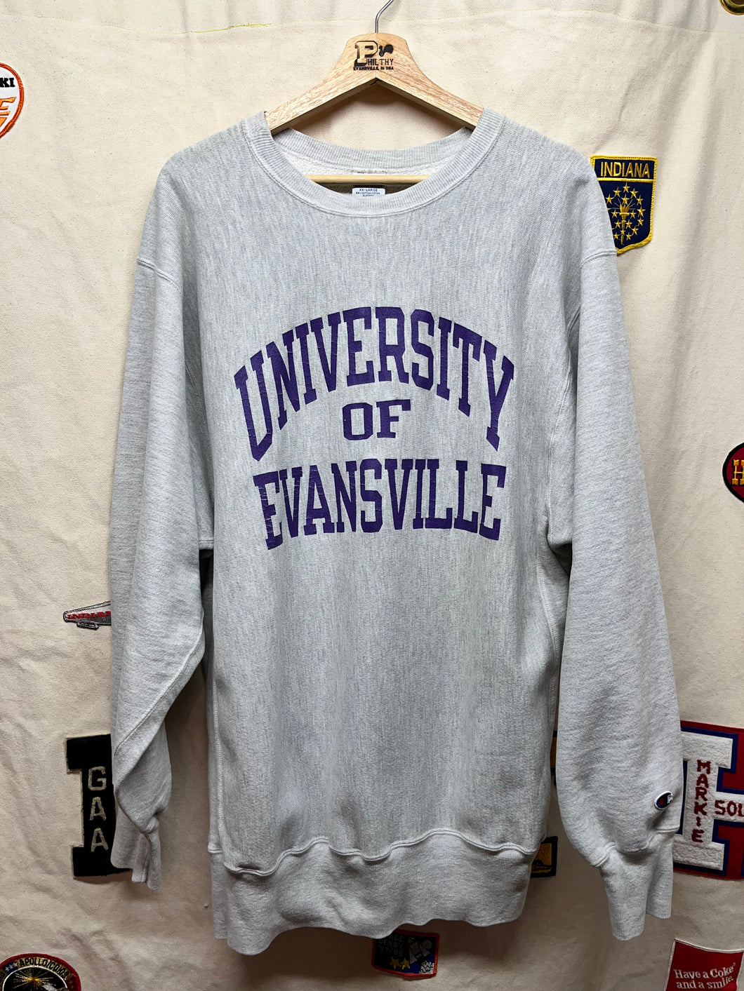 Vintage University of Evansville Aces Champion Reverse Weave Grey Sweatshirt: XXL