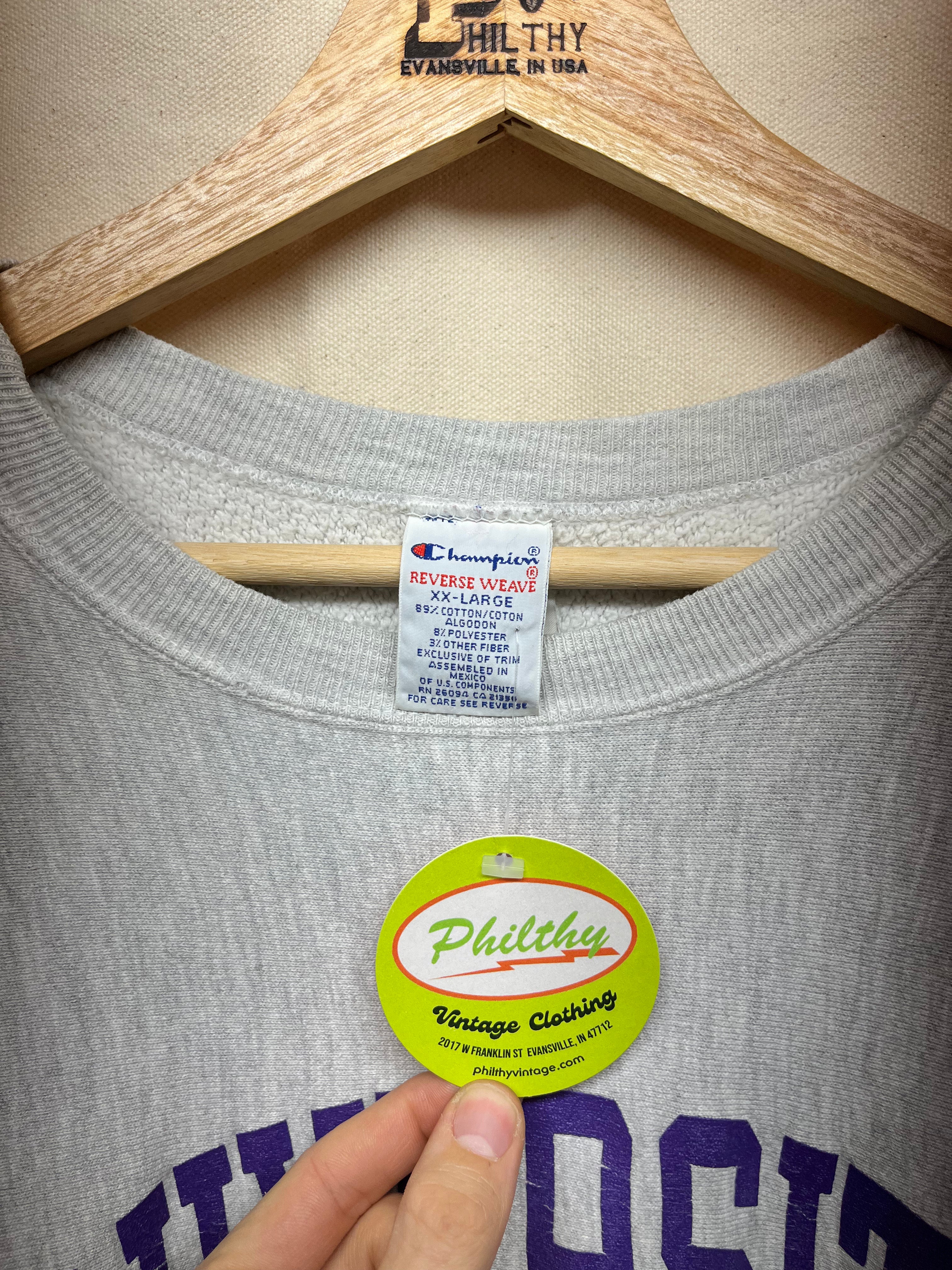 Vintage University of Evansville Aces Champion Reverse Weave Grey Sweatshirt: XXL