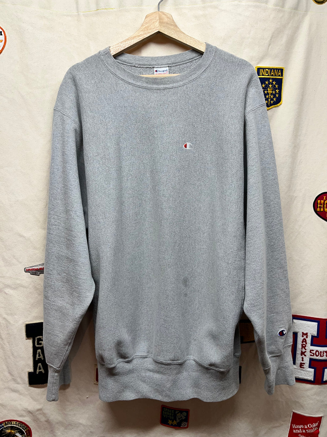 Vintage Champion Reverse Weave Grey Embroidered Sweatshirt: XXL