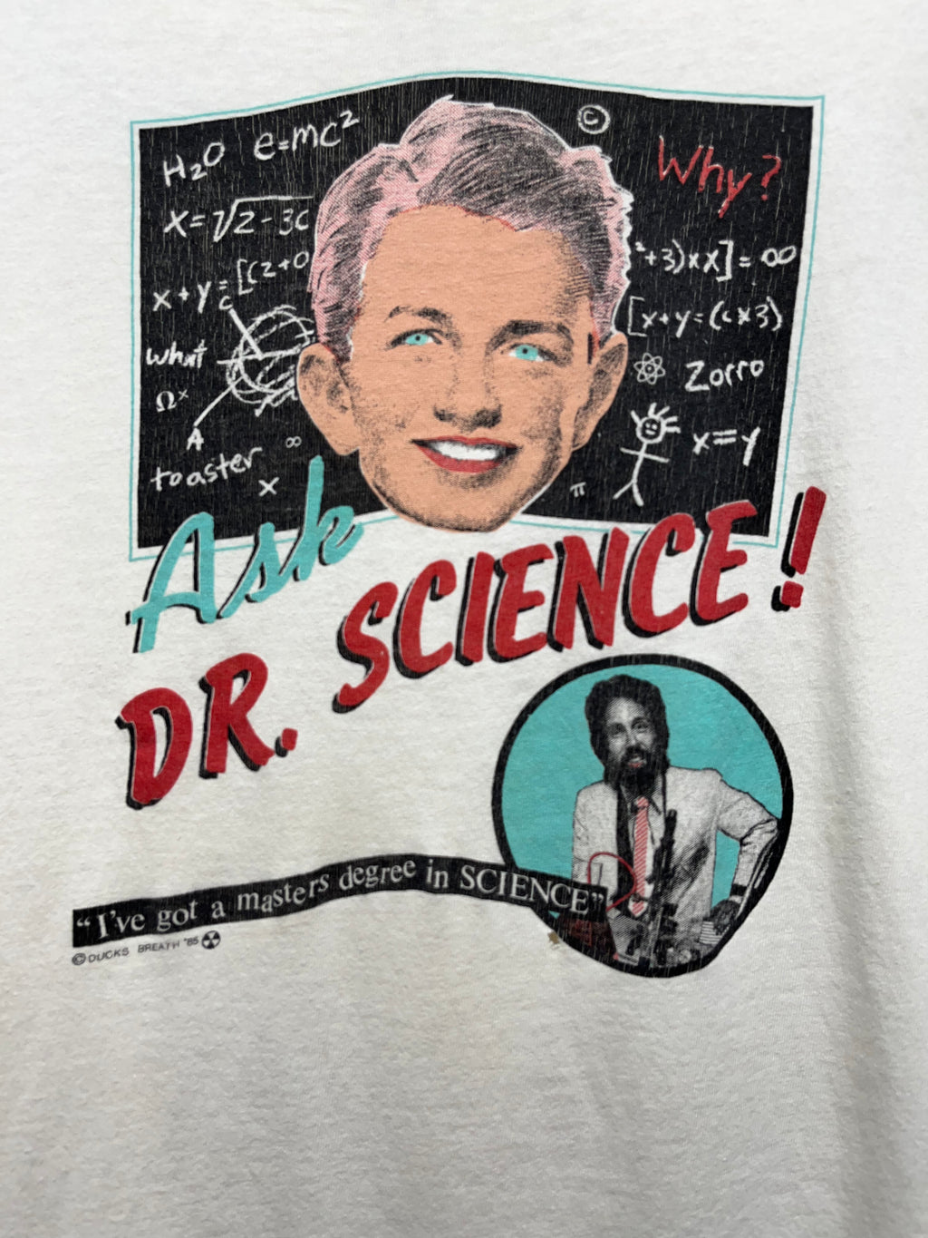 Vintage Ask Dr. Science 1985 Radio TV Promo Duck's Breath Art T-Shirt: XL