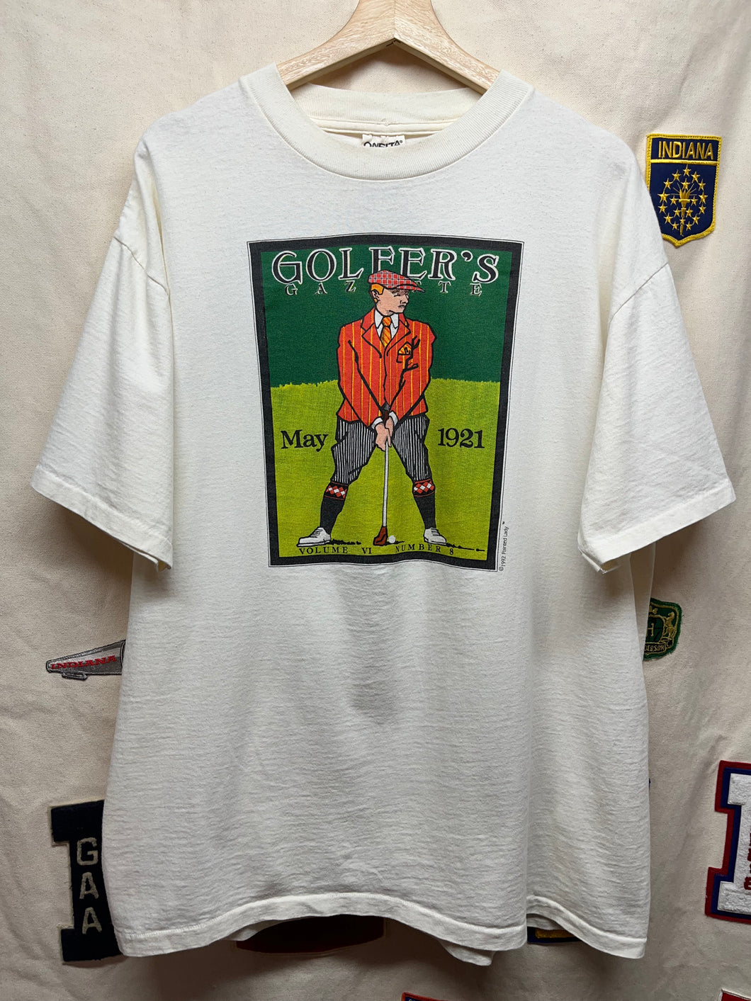 Vintage Golfers Gazette 1921 Magazine 1992 Painted Lady Graphic White T-Shirt: XL