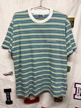 Load image into Gallery viewer, Vintage Guess USA Embroidered Stripe Green/Blue/White 90&#39;s T-Shirt: Large
