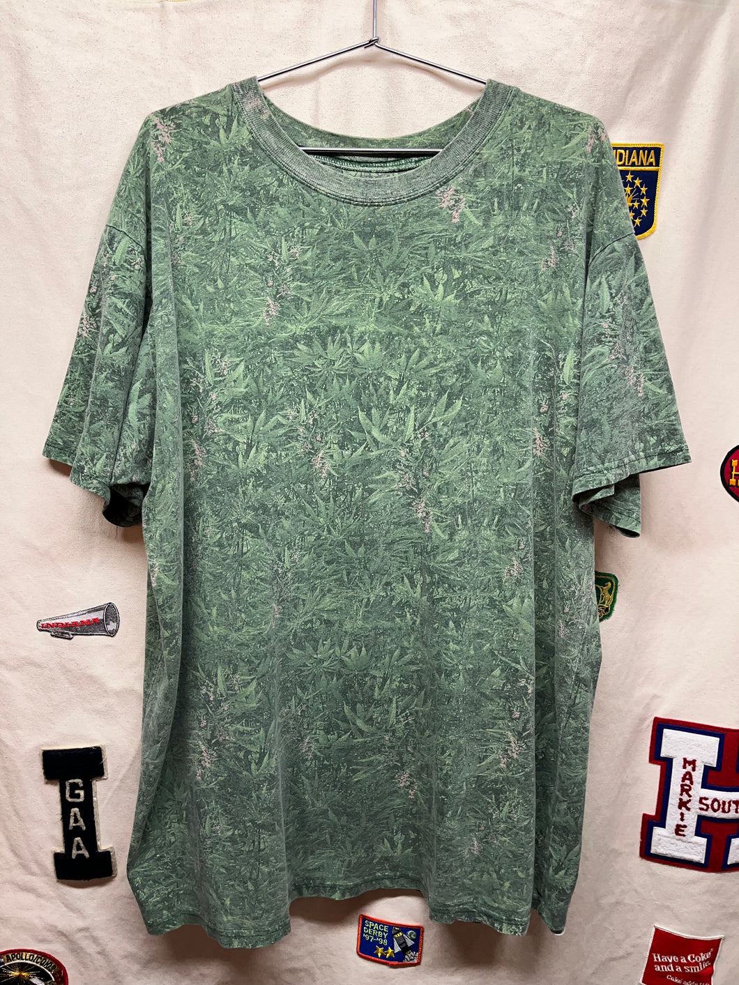 Vintage Jester Clothing Marijuana Weed All Over Print Y2K T-Shirt: XXL