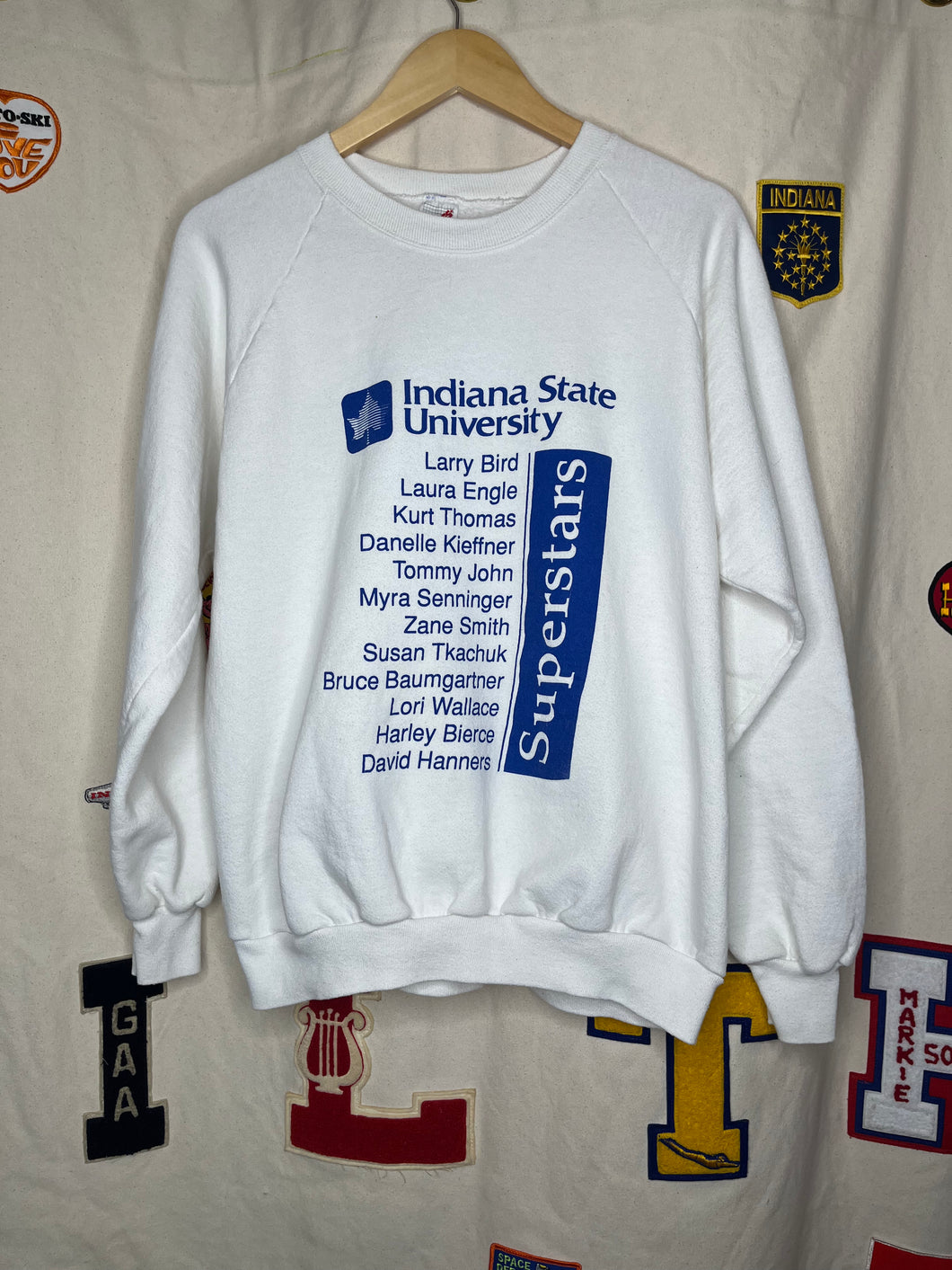 Vintage Indiana State University Superstars Larry Bird Crewneck Sweatshirt: Large/XL