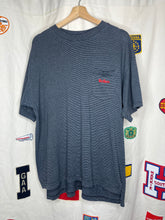 Load image into Gallery viewer, Vintage Marlboro Cigarette Grey Striped Embroidered Pocket T-Shirt: L/XL
