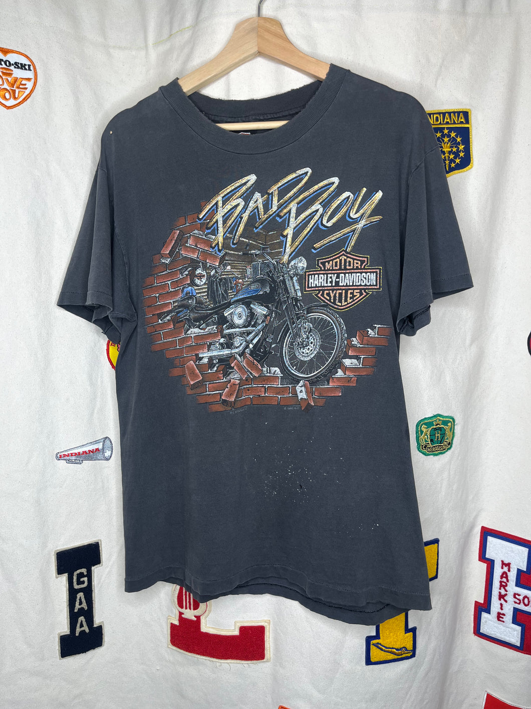 Vintage Harley Davidson Bad Boy 1995 Faded Distressed Black T-Shirt: Medium
