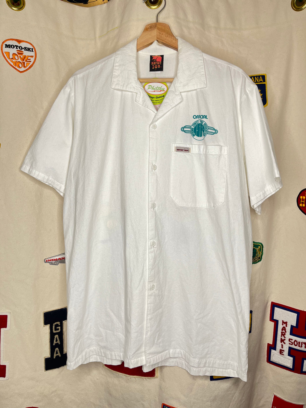 Vintage Frog Follies Car Show 1993 White Printed Button Up Shirt: Large