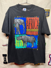 Load image into Gallery viewer, Vintage San Diego Zoo Africa Wild Animal Park Elephant Rhino Black T-Shirt: XL
