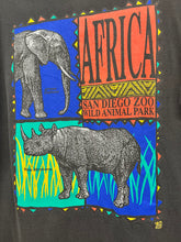 Load image into Gallery viewer, Vintage San Diego Zoo Africa Wild Animal Park Elephant Rhino Black T-Shirt: XL
