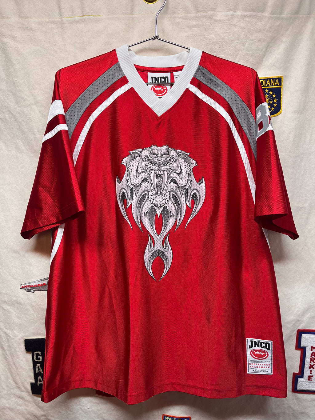 Vintage JNCO Jeans Red Tiger Jersey Shirt: XL