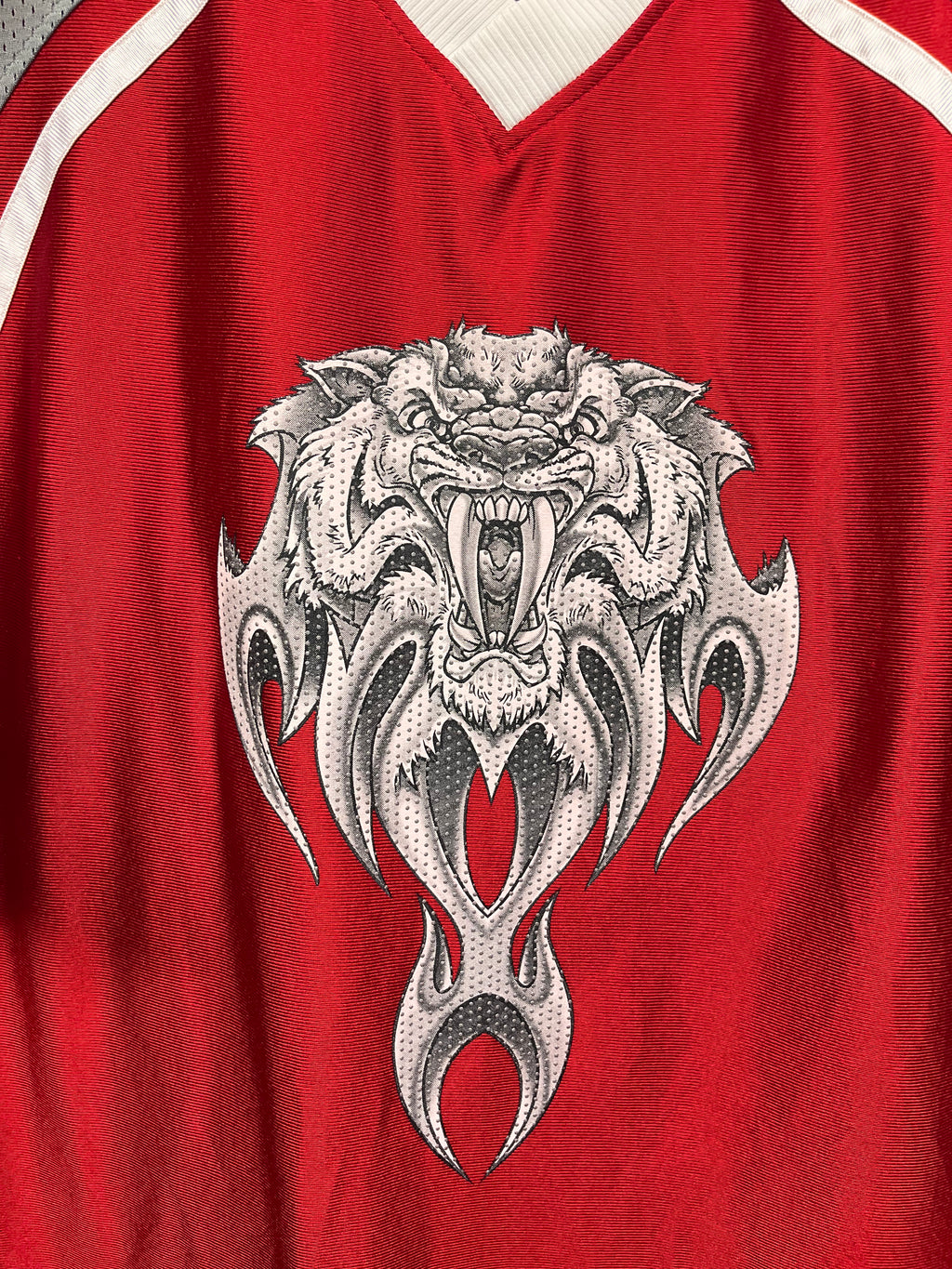 Vintage JNCO Jeans Red Tiger Jersey Shirt: XL