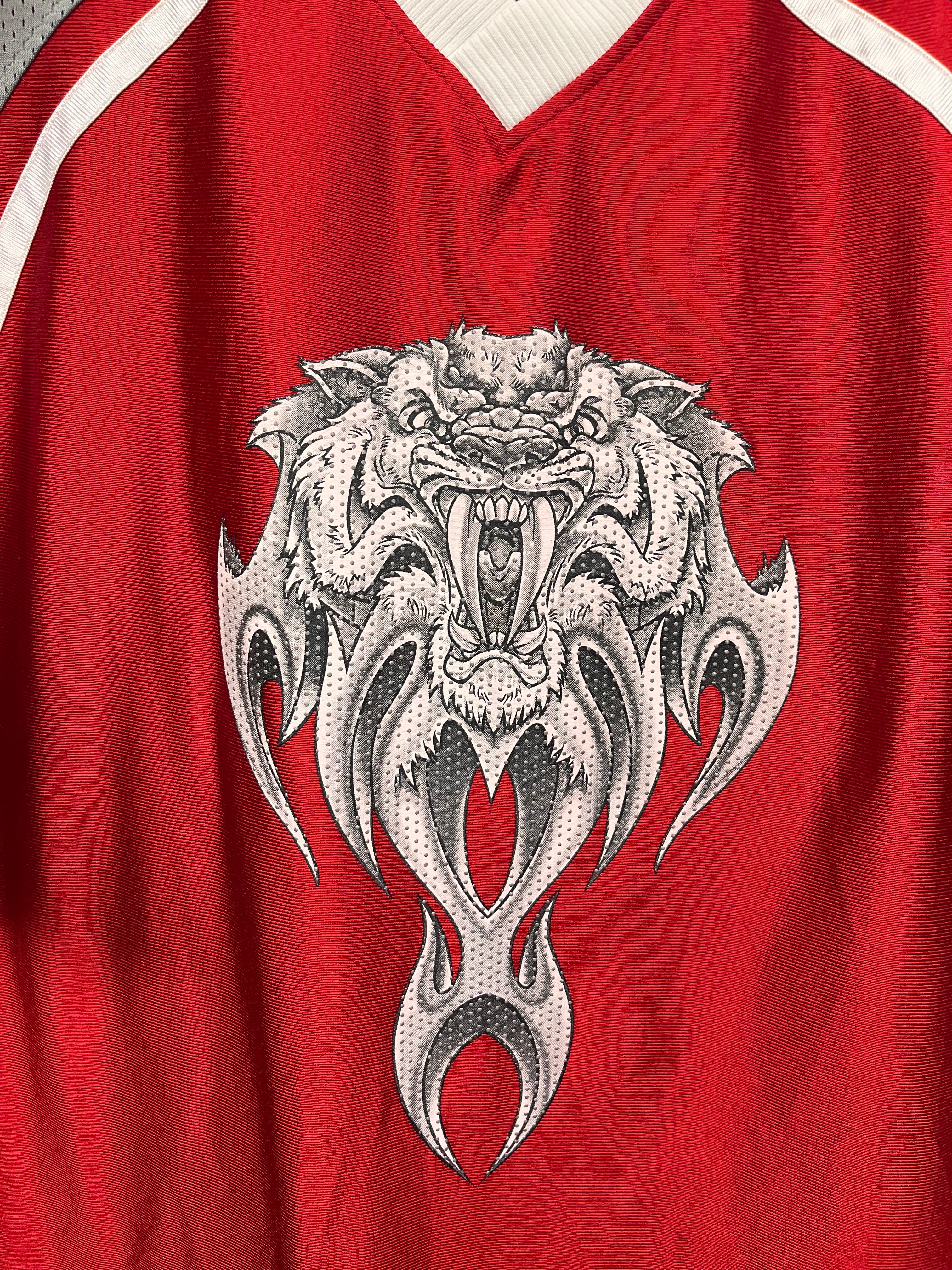 Vintage JNCO Jeans Red Tiger Jersey Shirt: XL