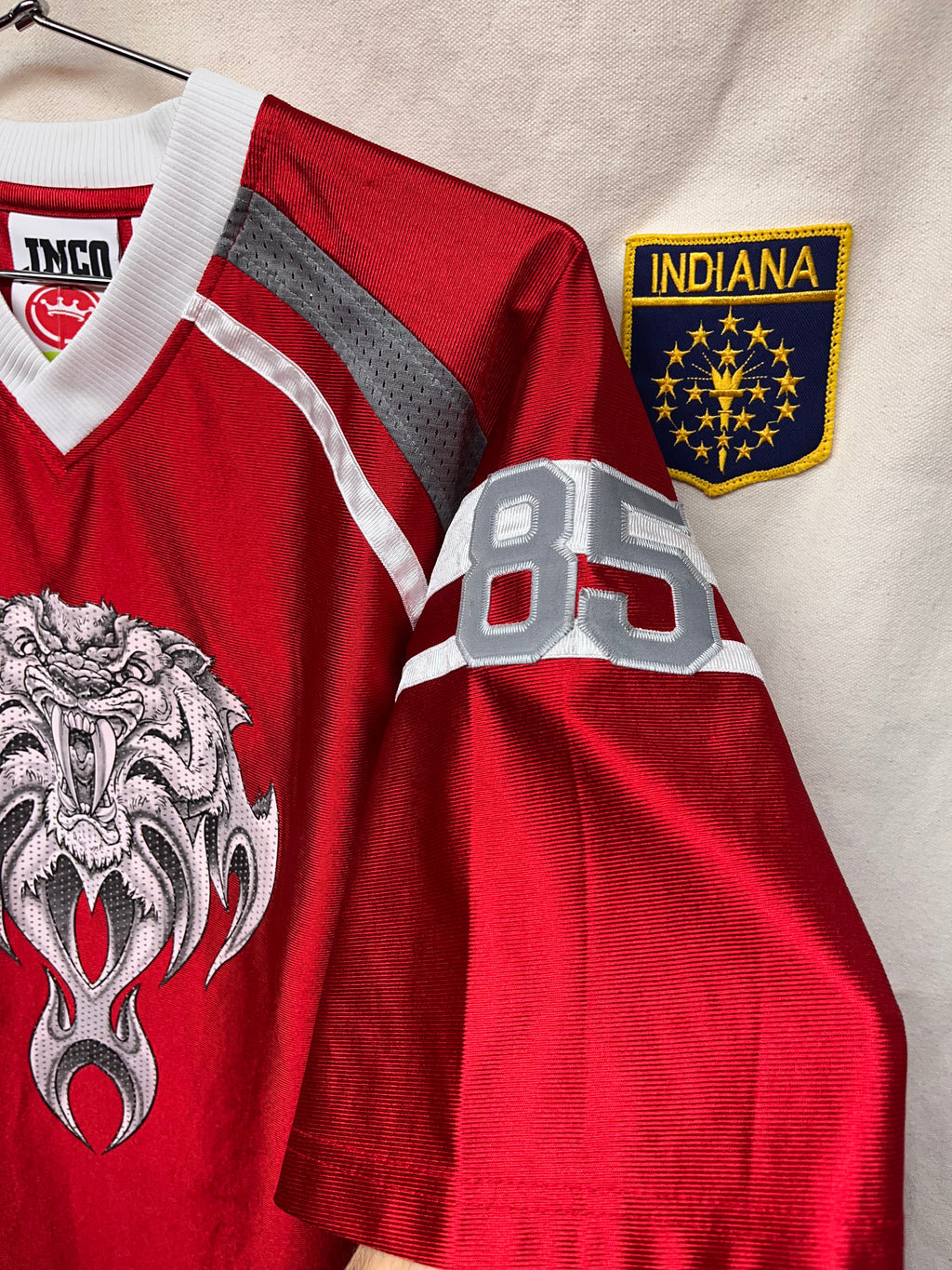 Vintage JNCO Jeans Red Tiger Jersey Shirt: XL